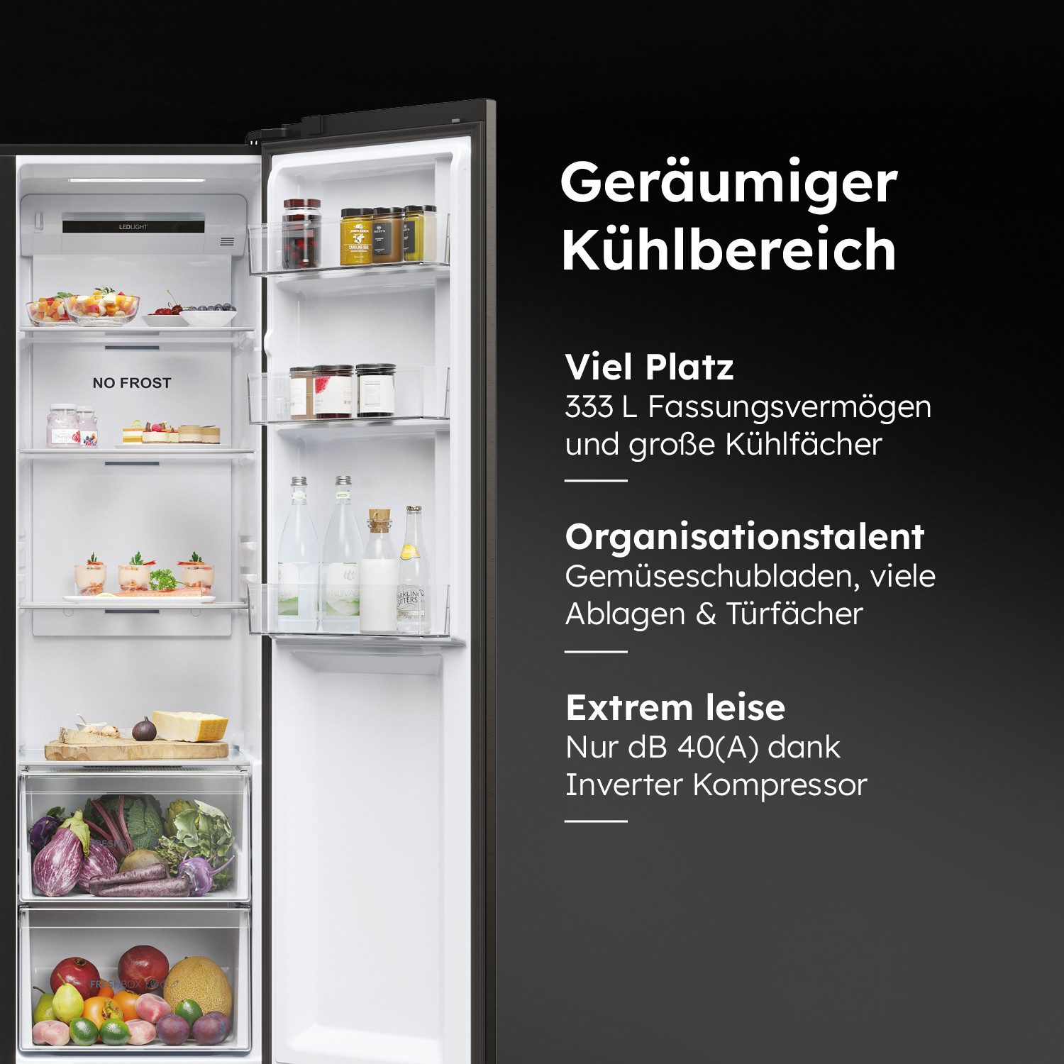 Haier Side-by-Side SBS 90 Series 5 HSR5918DIPB, 177,5 cm hoch, 90,8 cm breit, 178 cm hoch, 91 cm breit, Nutzinhalt: 511 Liter, Multi Airflow