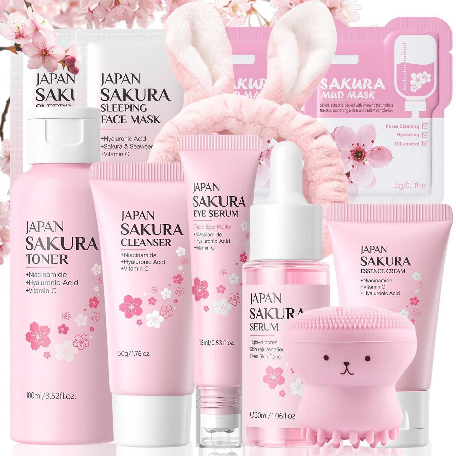 LuxusKollektion Pflege-Geschenkset Sakura Skin Care Set 11tlg. Teenager Mädchen Geschenk