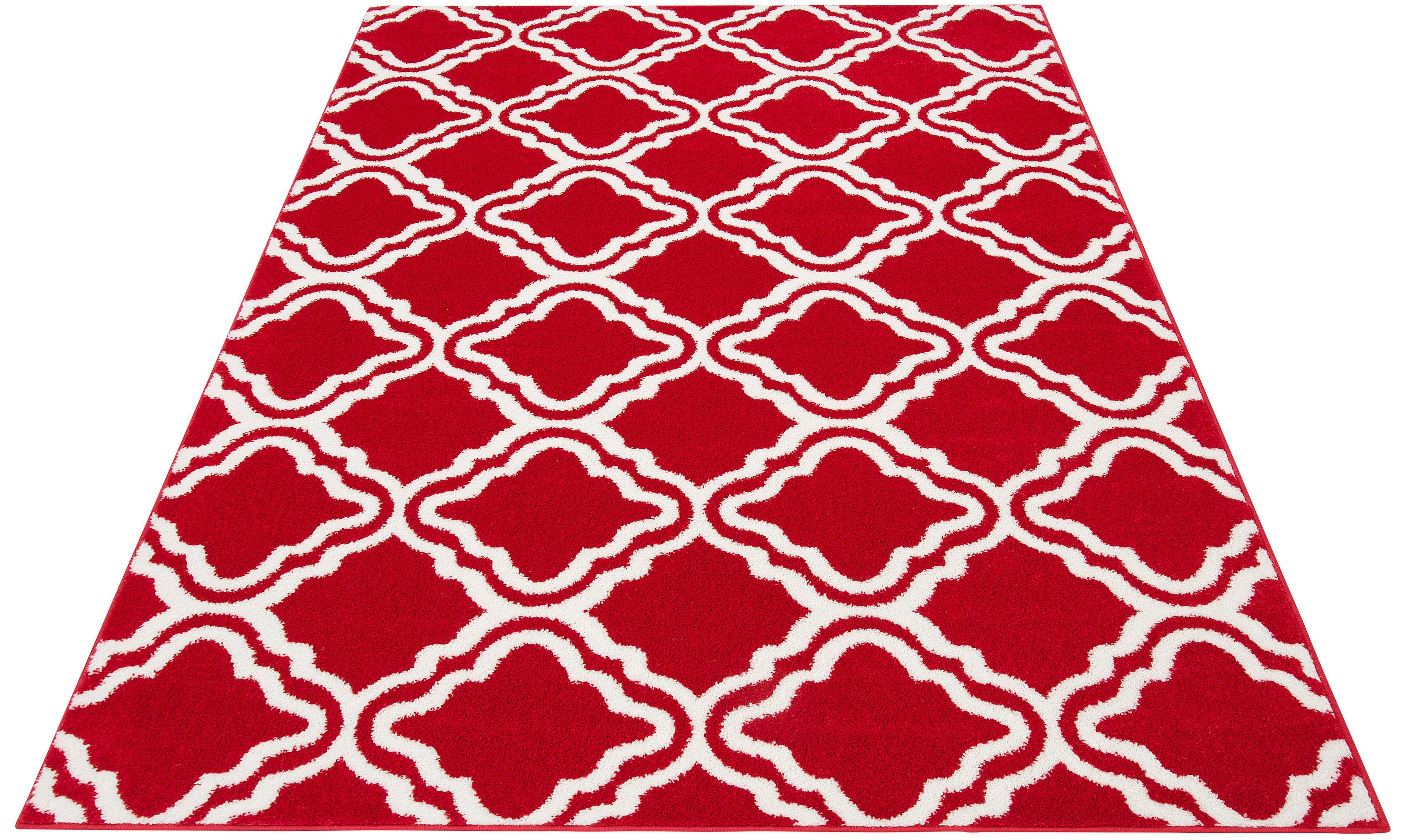 Teppich Debora, my home, rechteckig, Höhe: 13 mm, Kurzflor, Teppich gemustert, geometrisches Design, weich rot