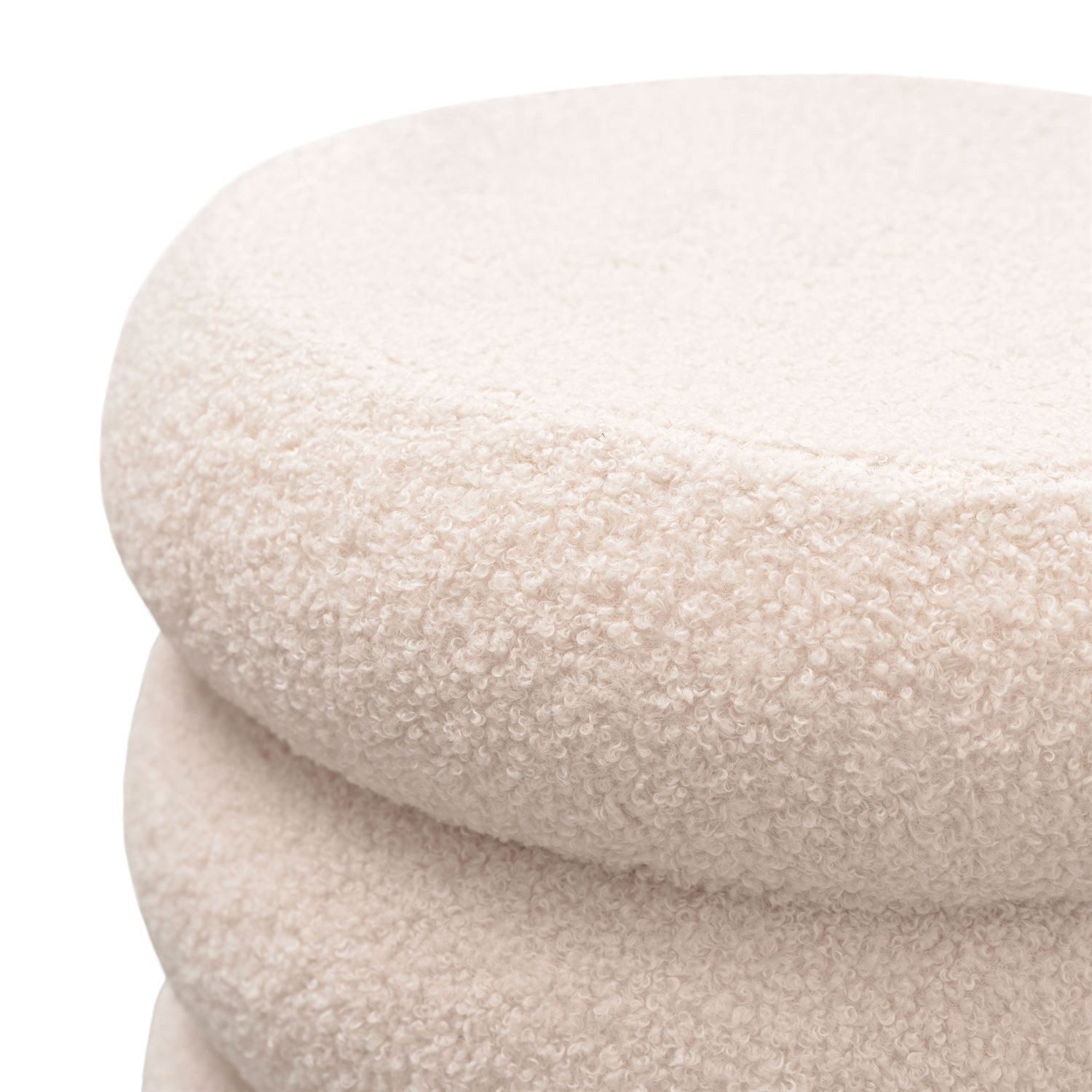 Lookway Hocker NOLLIE aus Bouclé-Stoff mit dekorativer Segmentoptik (1x Hocker), Durchmesser: ⌀ 34 cm – Bild 4 von 5