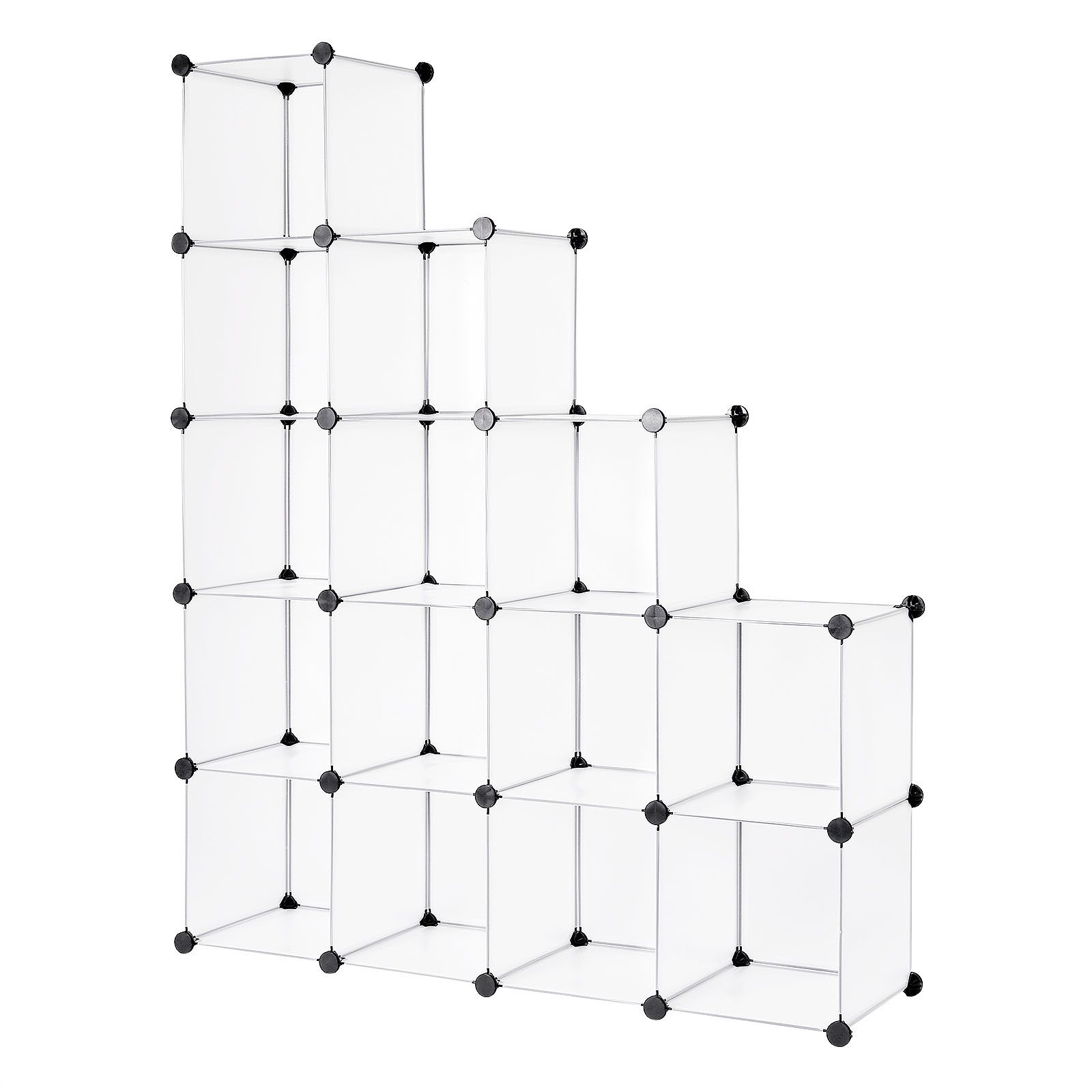 dibea Stufenregal 16 Fächer, modulares Stecksystem, Würfelregal flexibel erweiterbar, 1-tlg., Regalsystem, ideal als Schuh- oder Kleiderregal, Aufbewahrungsregal