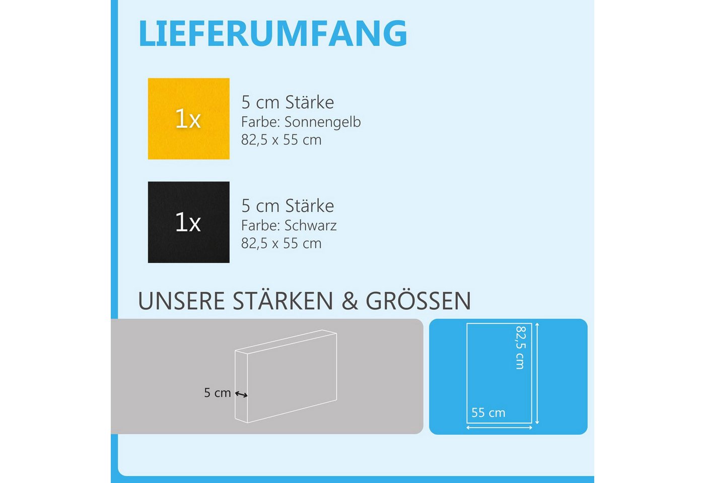 Thumbnail - platino24 Akustikplatte 2er Set Rechtecke aus Basotect ® G+ mit Akustikfilz 825x550x50mm