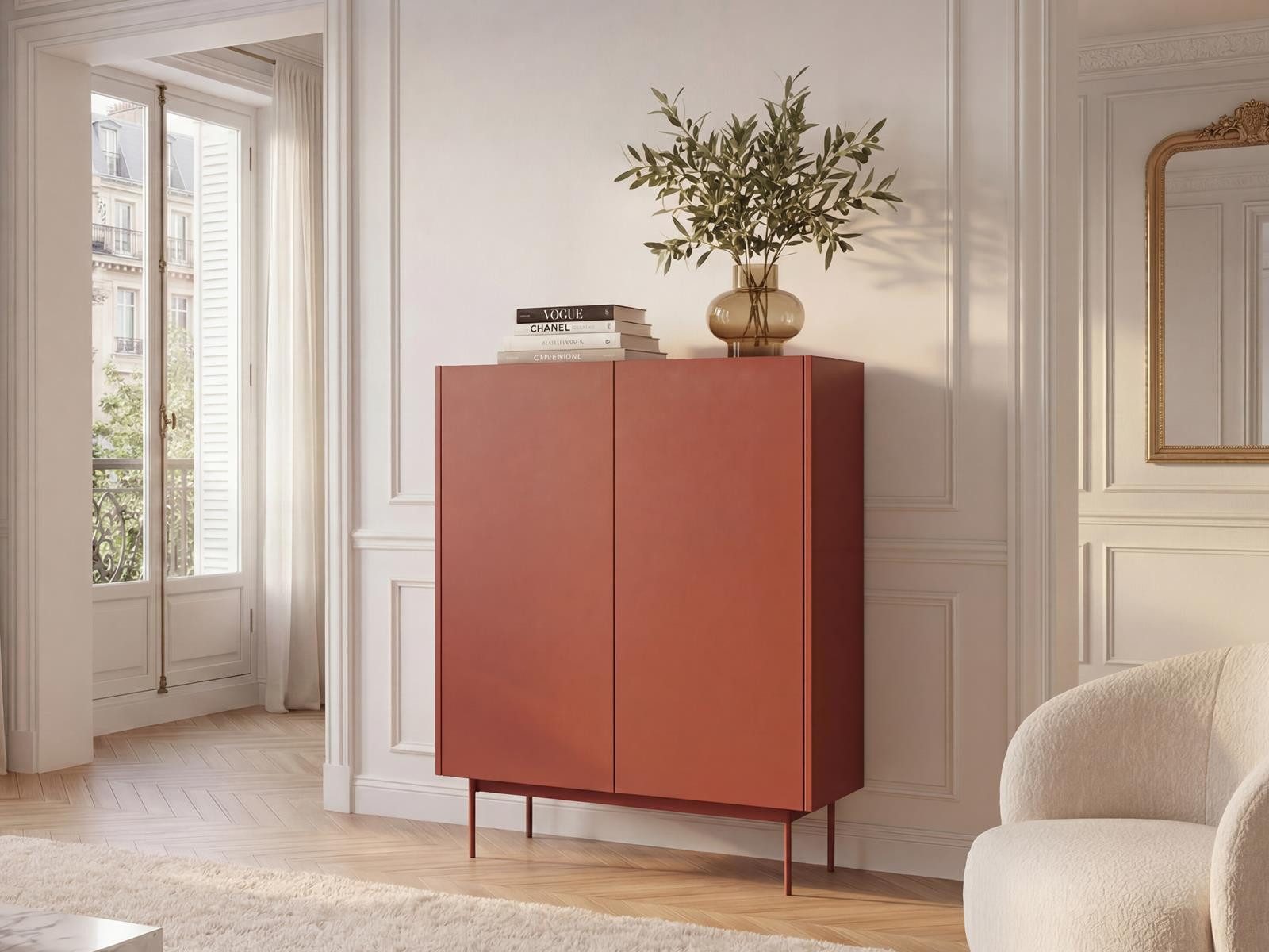 Compleo Kommode auf hohen Beinen ZOTI, Ohne Griffe, Modern design, zweitürig