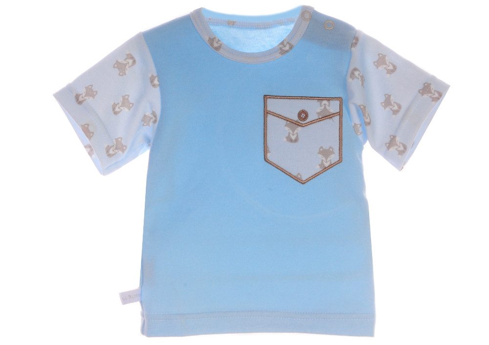 T-Shirt Baby Sommer Shirt Kurzarmshirt in Blau mit Fuchsen