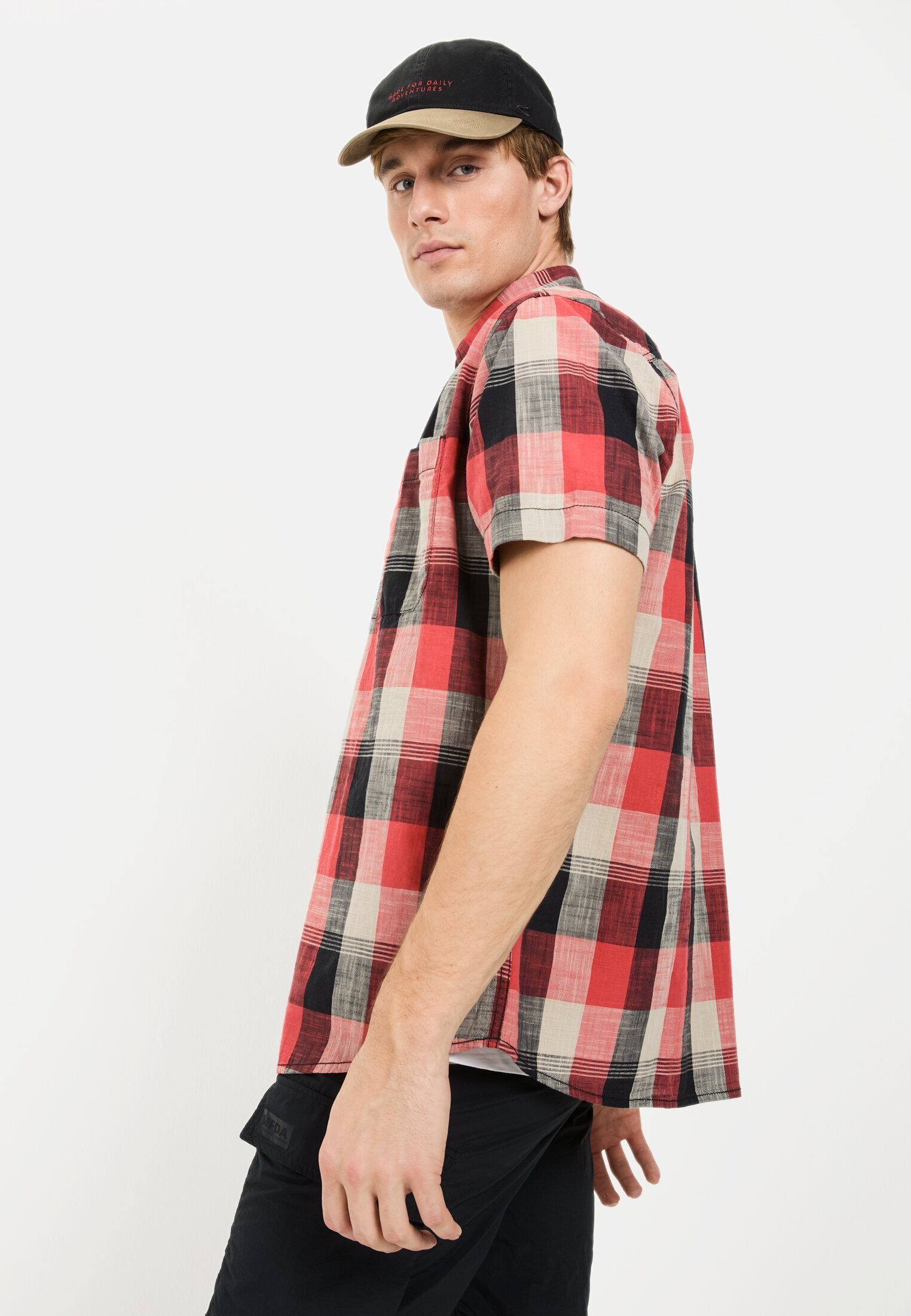 camel active Kurzarmhemd aus reiner Baumwolle Kurzarm Button-Down