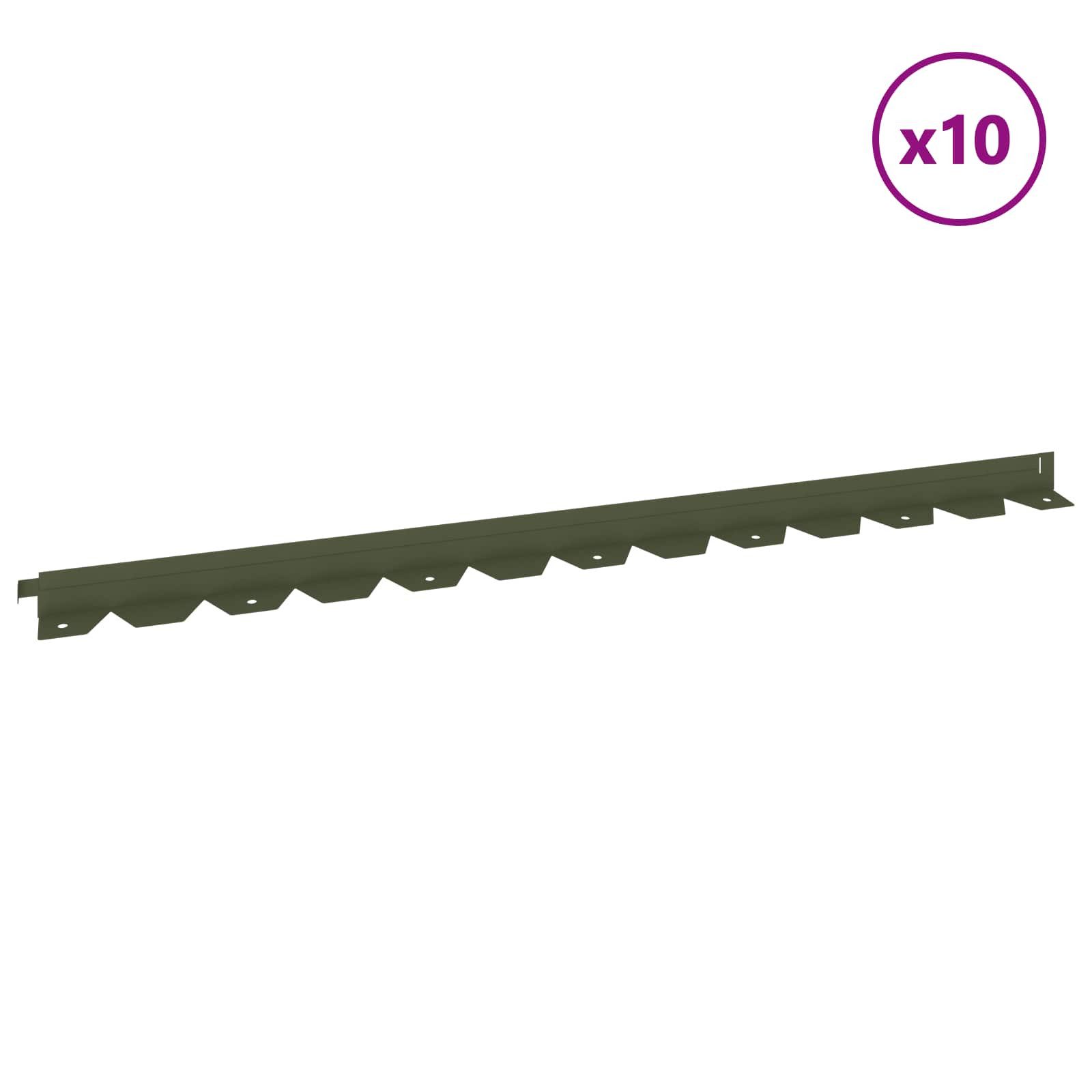 vidaXL Beetumrandung Raseneinfassung 10 Stk. 102 x 4 x 4 cm Stahl Olivgrün