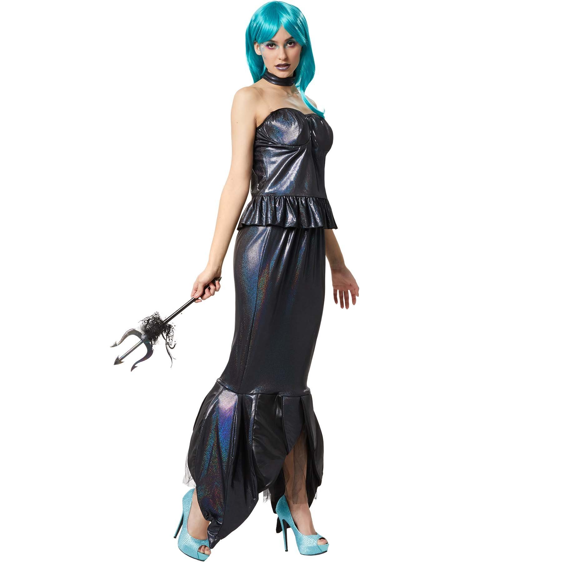 dressforfun Kostüm Herrscherin der Gezeiten, Dreiteiliges Outfit in dunkler, schimmernder Optik
