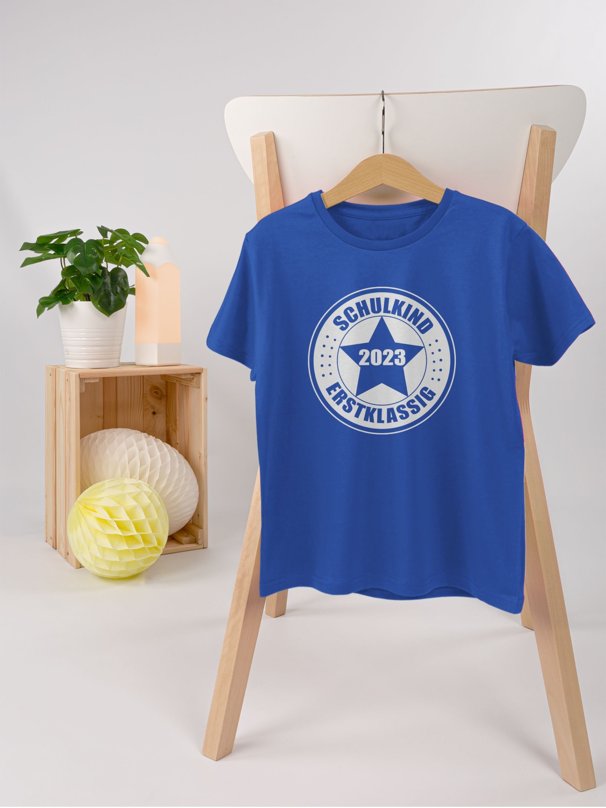 Junge Schulanfang - Geschenke Einschulung 03 Erstklassig Schulkind Royalblau Shirtracer T-Shirt 2023