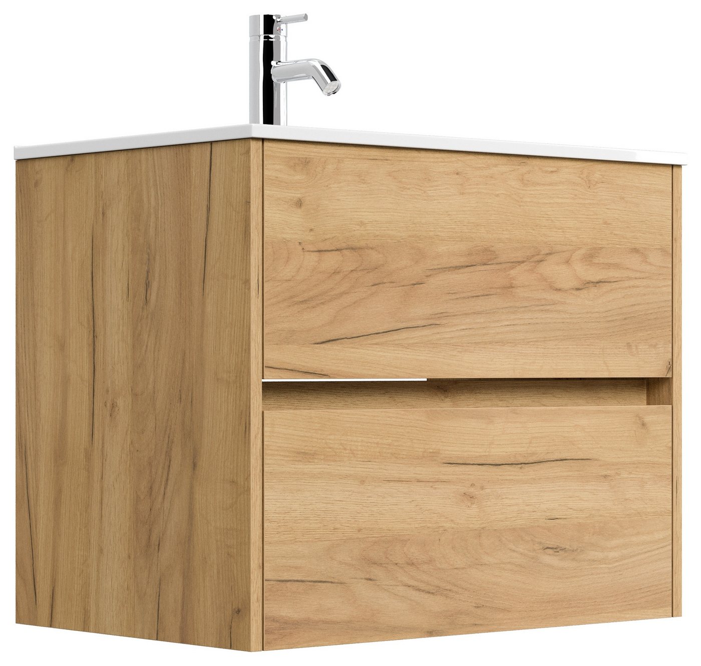 Thumbnail - Magnolia Home Waschtisch Badmöbel Taifun & Waschtisch 70cm 2 Greifraum SoftClose Auszüge eiche