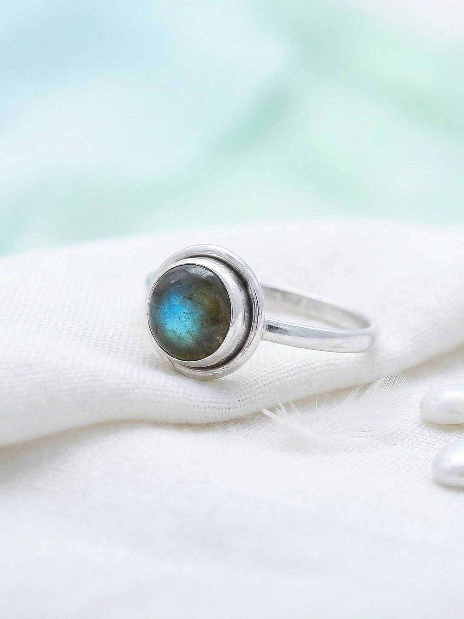 mantraroma Silberring HULETTI aus 925 Silber mit Labradorit (Ring mit Schmu günstig online kaufen