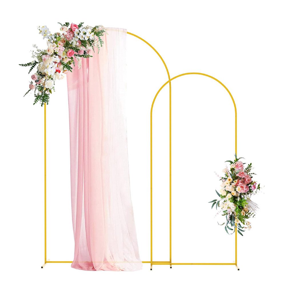 FANNOU Fensterdekoration Hochzeitsbogen, 2er Set Bogen Hintergrund Stand Gold für Dekoration, für Geburtstagsparty, Hochzeitszeremonie, Babyparty, Abschlussfeier