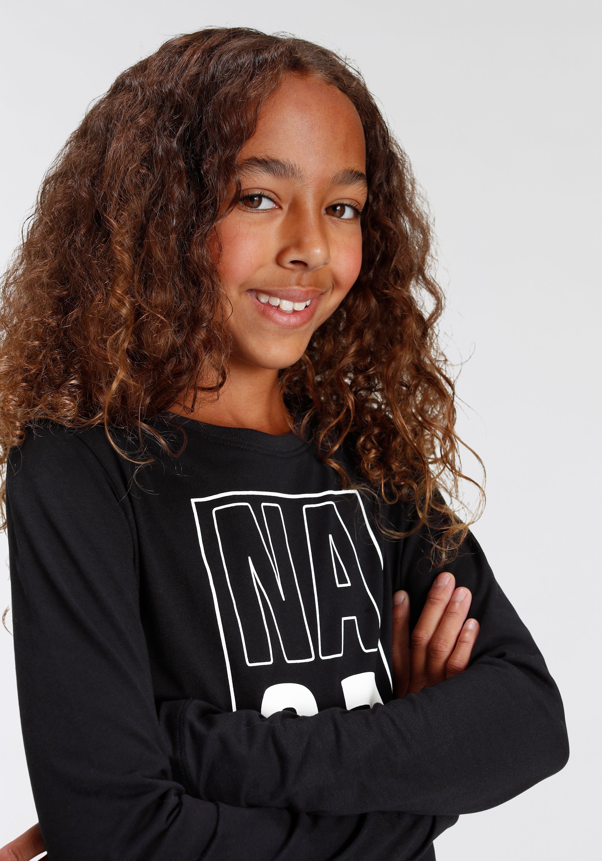 KIDSWORLD Langarmshirt NA&? langärmlig, Basic-Passform, mit Statement-Druck