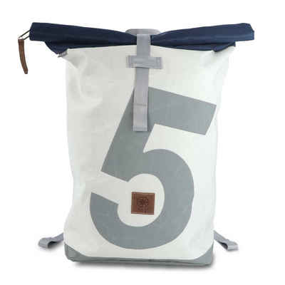 360Grad Freizeittasche Tide Rucksack Segeltuch weiß-blau, Zahl hellgrau