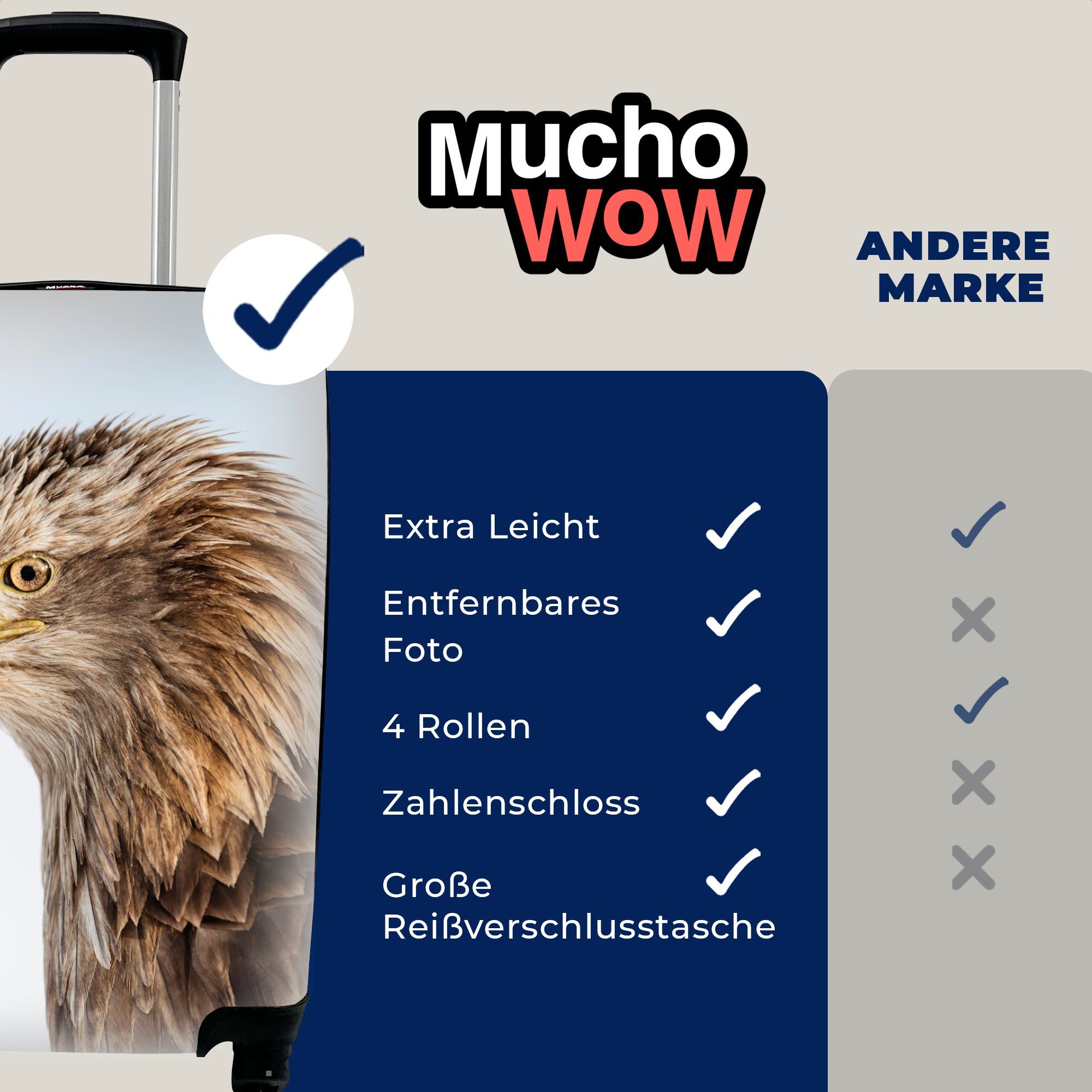 MuchoWow Reisetasche - - Handgepäckkoffer der 4 Rollen, - rollen, für In Ferien, Nähe mit Reisekoffer Natur, Profil Vogel Trolley, Adler Handgepäck -