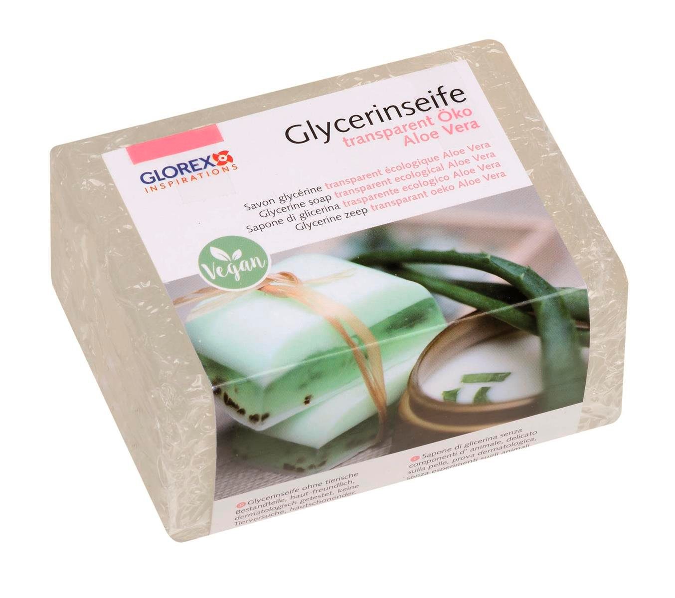 Glorex Modellierwerkzeug Glycerin Öko-Gießseife Aloe Vera, transparent 500 g