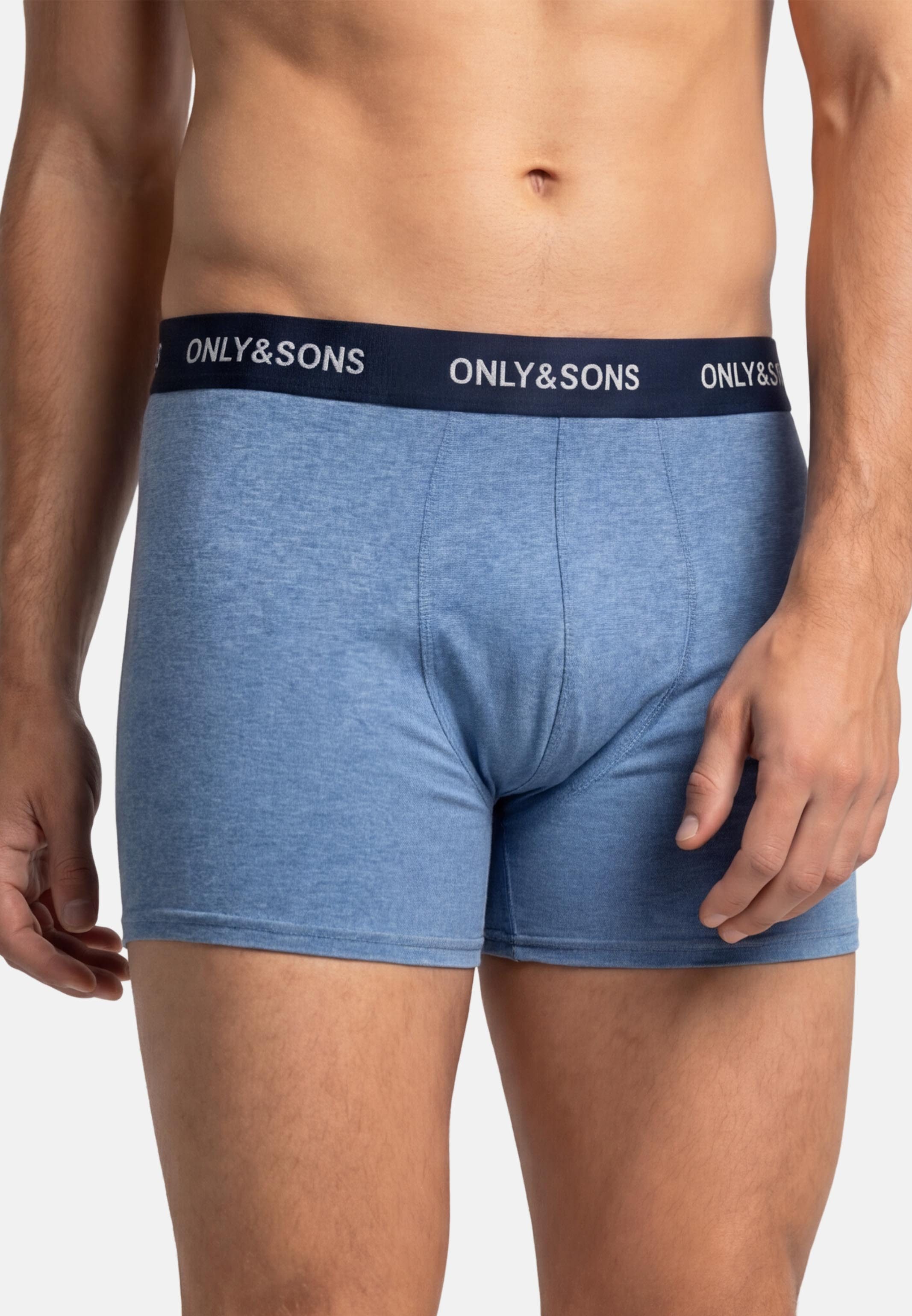 ONLY & SONS Retro Boxer 6er Pack ONSFITZ SOLID BOXER (Spar-Set, 6-St) Long Short / Pant - Baumwolle - ohne Eingriff - Atmungsaktiv