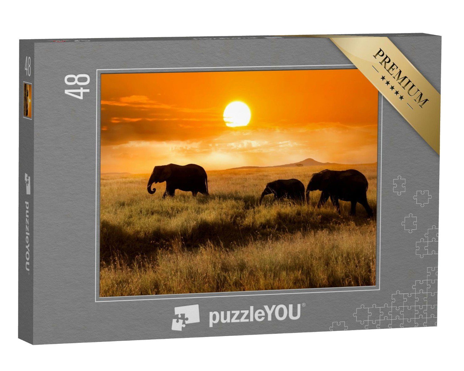 puzzleYOU Puzzle Elefantenfamilie im Nationalpark von Afrika, 48 Puzzleteile, puzzleYOU-Kollektionen Safari, 500 Teile, Schwierig, 2000 Teile