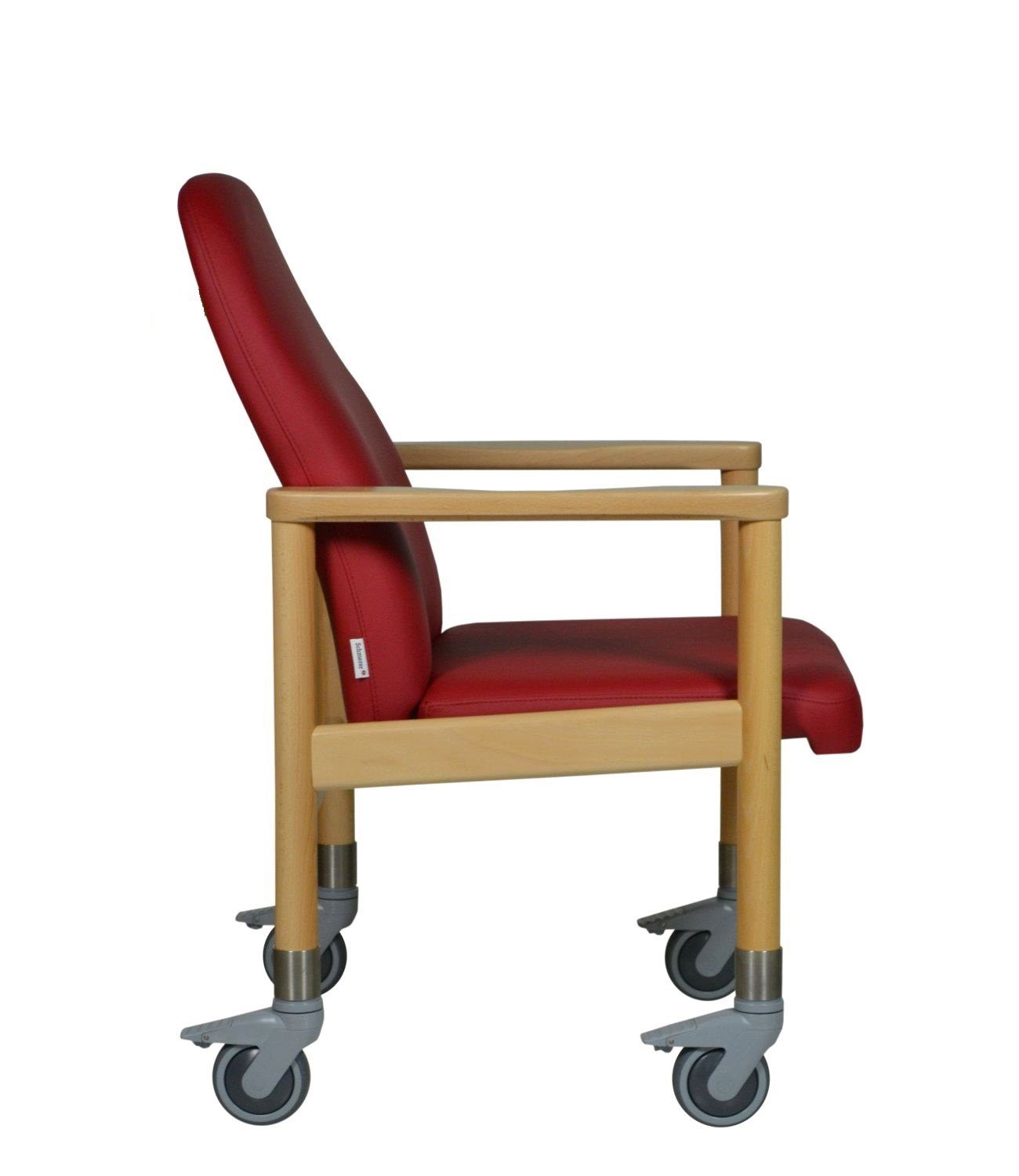 Devita Stuhl Pflegestuhl Trippelstuhl Kunstleder (kein bis 120 Cherry LÜBECK Seniorenstuhl kg Rollen Set) große