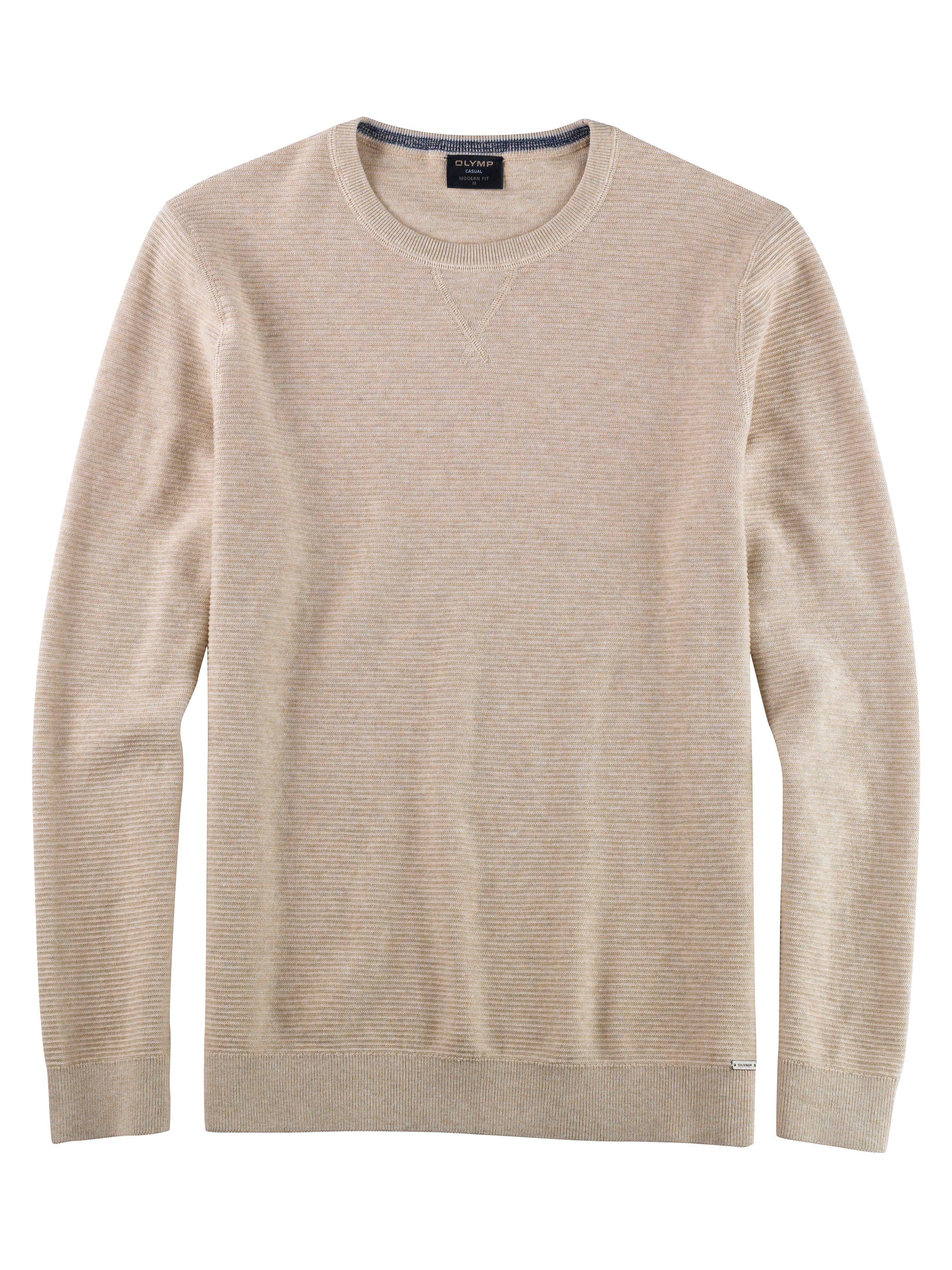 OLYMP Rundhalspullover Modern Fit hellbeige