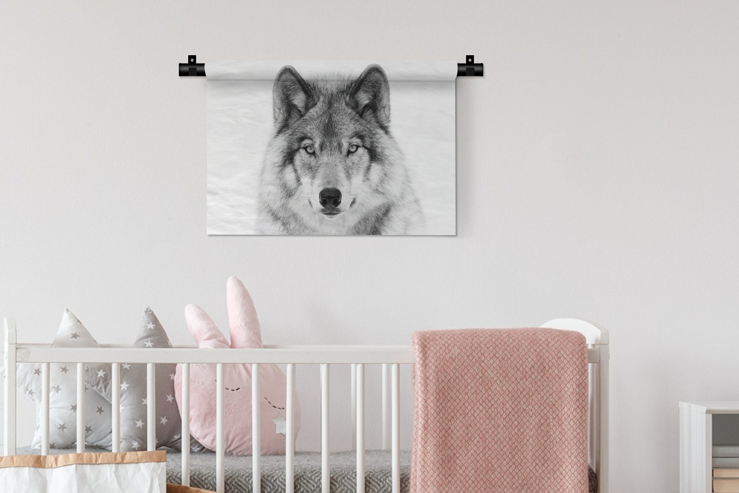 MuchoWow Wanddekoobjekt Wolf Tiere Kleid, Weiß, Schlafzimmer, Wanddeko Porträt - Kinderzimmer - Wandbehang, Wohnzimmer, - für