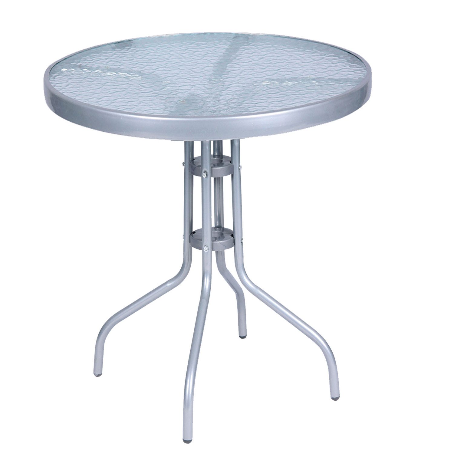Mojawo Küchentisch Gartentisch Bistrotisch Rund Ø 60 H70cm Glas/Metall Silber Balkontisch