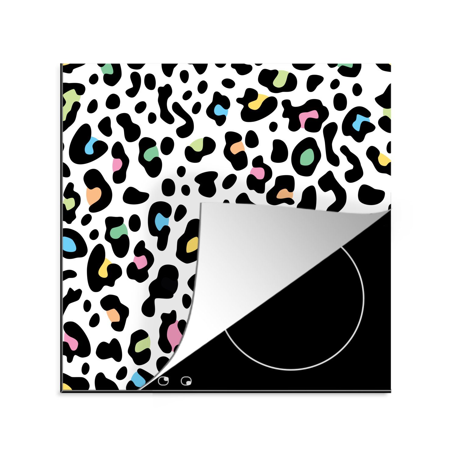 MuchoWow Herdblende-/Abdeckplatte Muster - Pantherdruck - Farben, Vinyl, (1 tlg), 78x78 cm, Ceranfeldabdeckung, Arbeitsplatte für küche