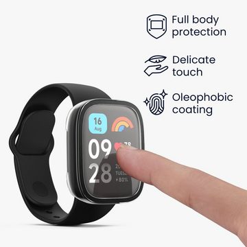 kwmobile Smartwatch-Hülle 2x Hülle für Xiaomi Redmi Watch 3 Active / Redmi Watch 3 Lite, Fullbody Fitnesstracker Glas Cover Case Schutzhülle Set