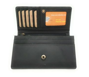 Hill Burry Geldbörse echt Leder Damen Portemonnaie mit RFID Schutz, Reißverschlussmünzfach, handliches Format