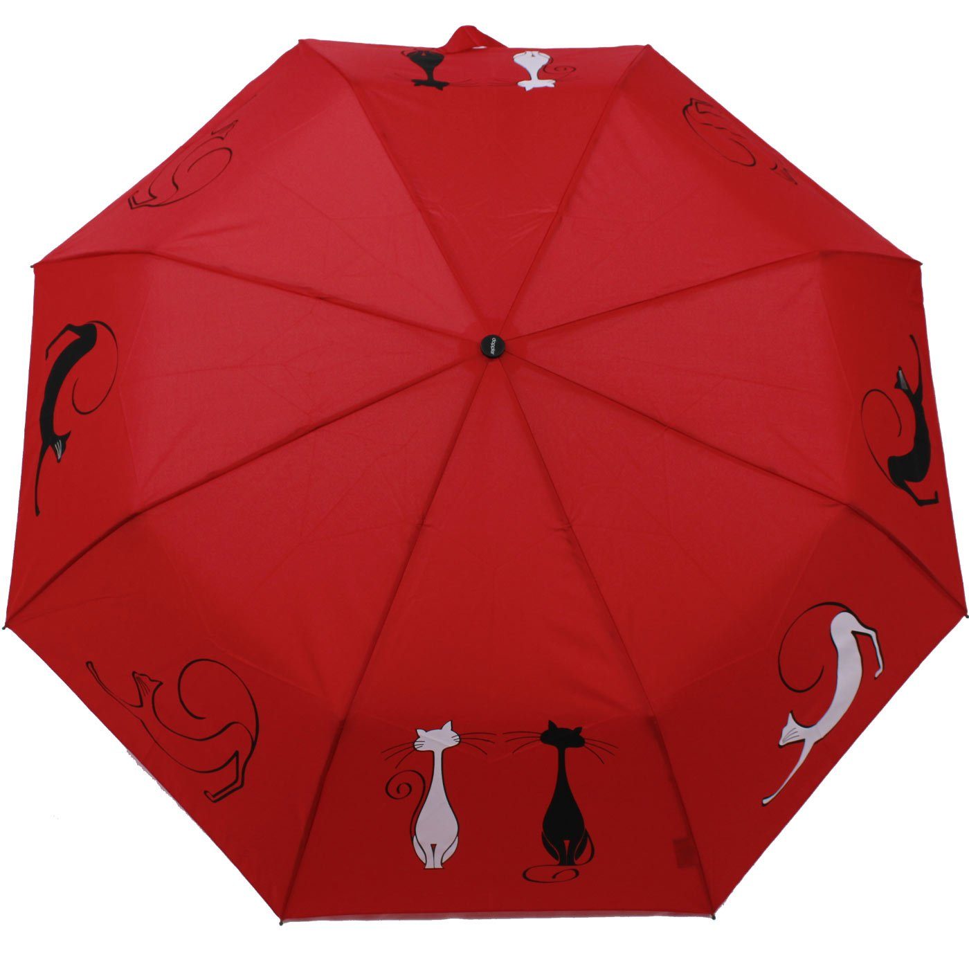 elegant, Katzen-Liebhaber Best - Taschenregenschirm Damen für praktisch und - Cats Friends, rot Fiber Auf-Zu doppler® Magic stabil