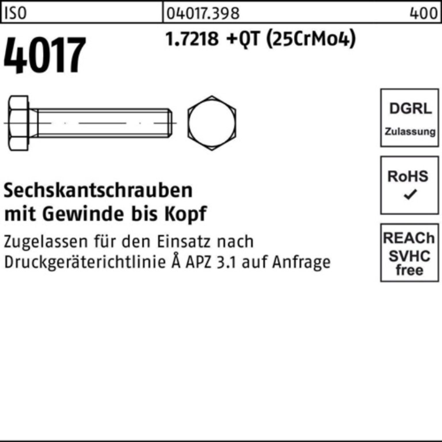 Bufab Sechskantschraube 100er Pack Sechskantschraube ISO 4017 VG M12x 70 1.7218 +QT (25CrMo4)