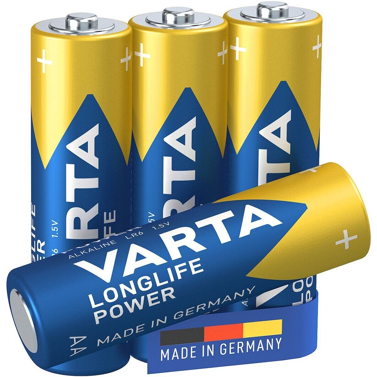 LONGLIFE Power Batterie, St), (4 langer mit AA, Lebensdauer VARTA