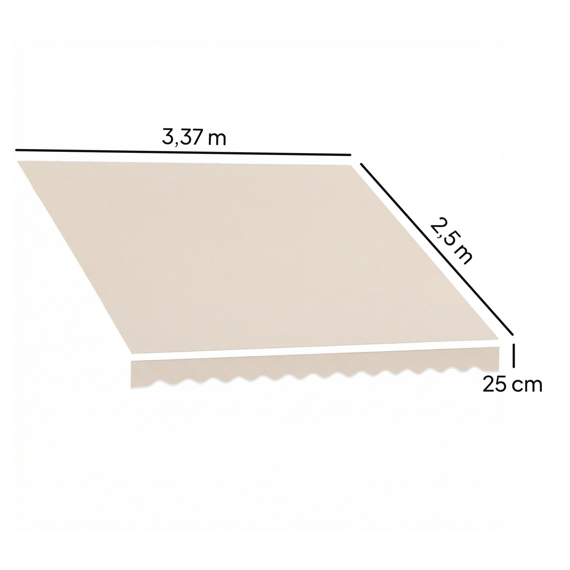 Outsunny Sonnensegel Ersatzstoff für Markise, (Markisentuch, 1-tlg., Markisestoff mit UV Schutz), 280g,m² Polyester, UPF 50+, wasserabweisend