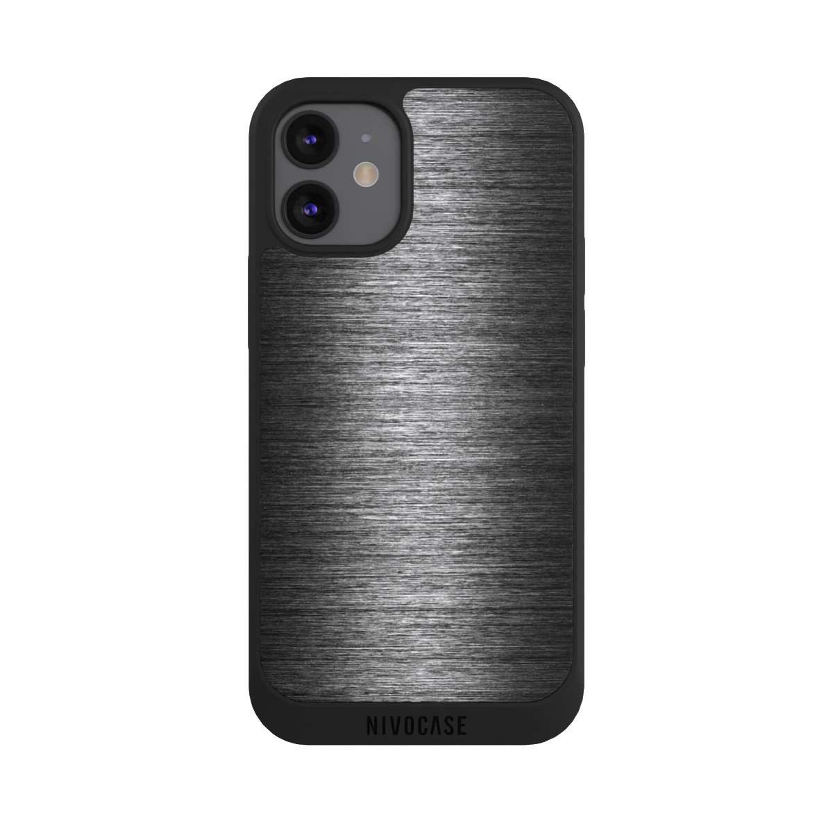 NIVOCASE Handyhülle Metallic Look Metal Anthrazit Metal Look - Anthrazit, Apple iPhone 12 mini Handyhülle Hülle NIVOpure Case Schwarz