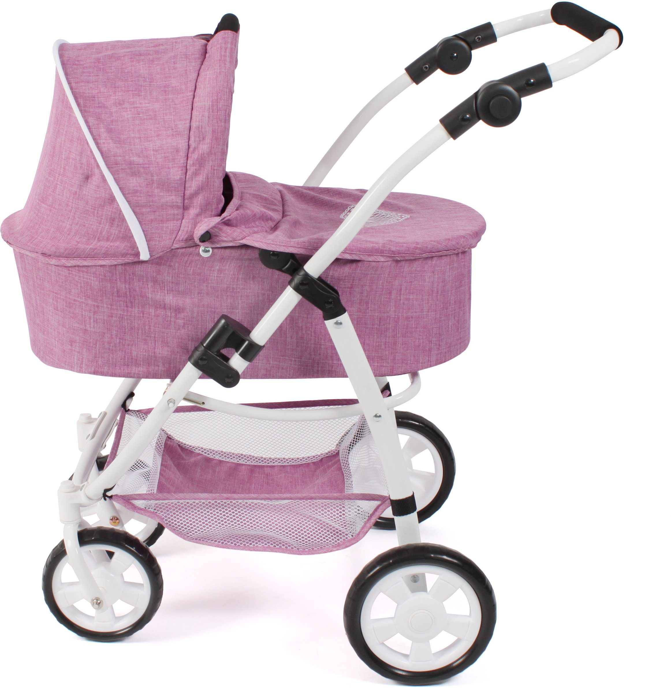 CHIC2000 Kombi-Puppenwagen Emotion All In 3in1, Jeans Pink, inkl. Babywanne, Babyschale und Sportwagenaufsatz