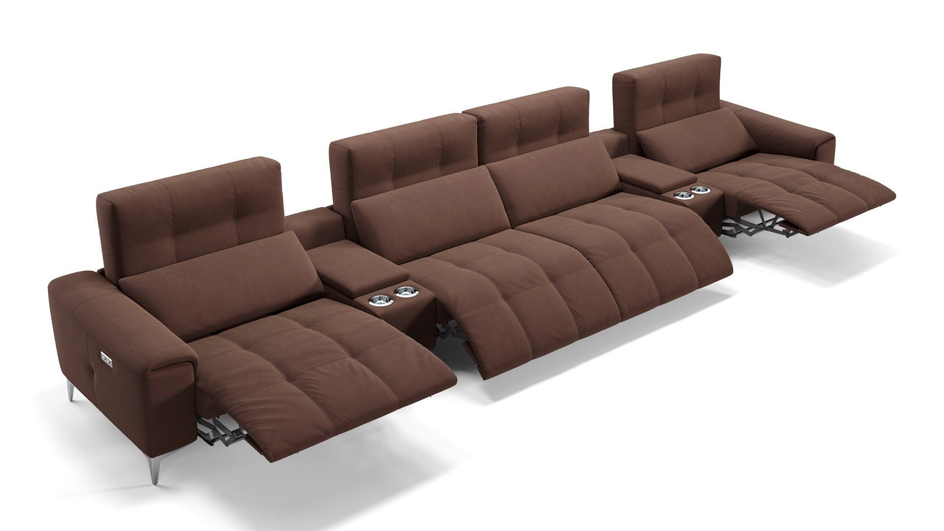 Sofanella Sofa Stoff 4-Sitzer 100 Kinosofa in cm x SALENTO 486 XXL: Dunkelbraun