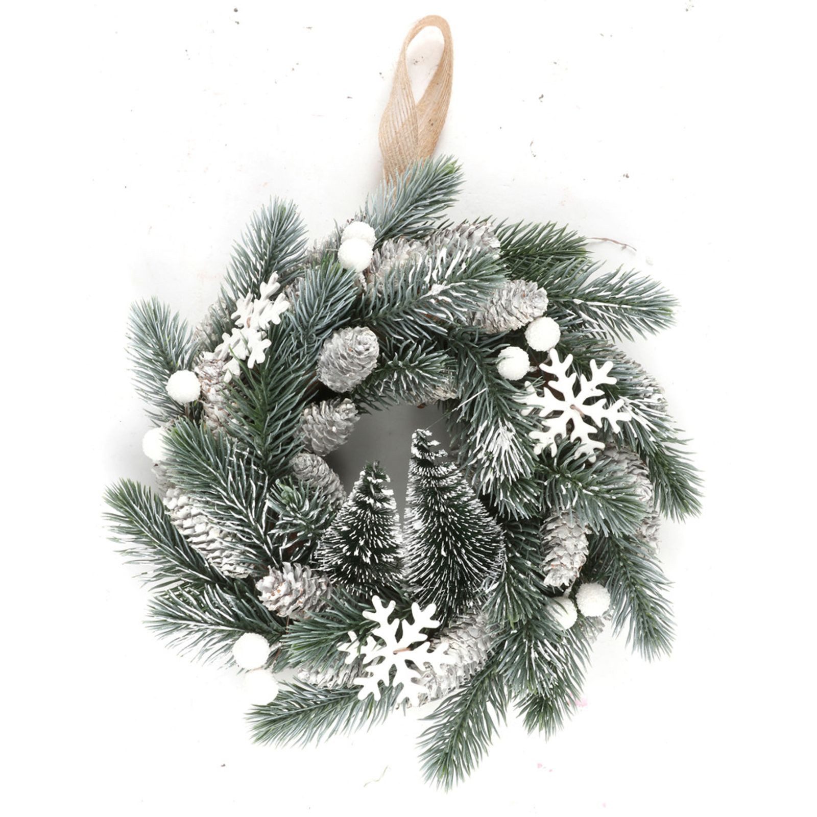 BURI Adventskranz WH Türkranz Tanne mit Deko Ø 25 cm 12 Stück