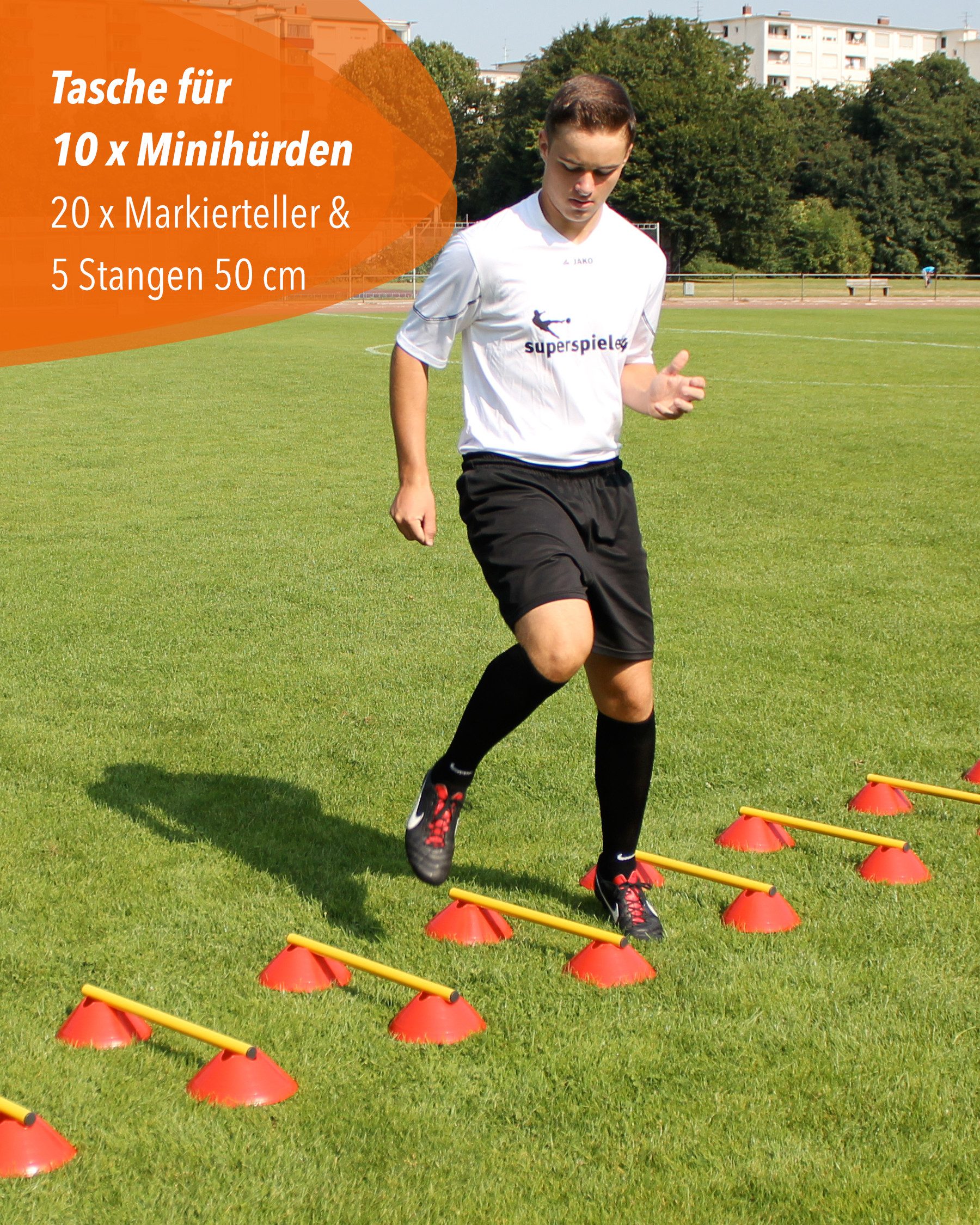 SPORTIKEL24 Sporttasche Tasche für Mini-Hürden mit Stangen 50 cm Farbe Schwarz