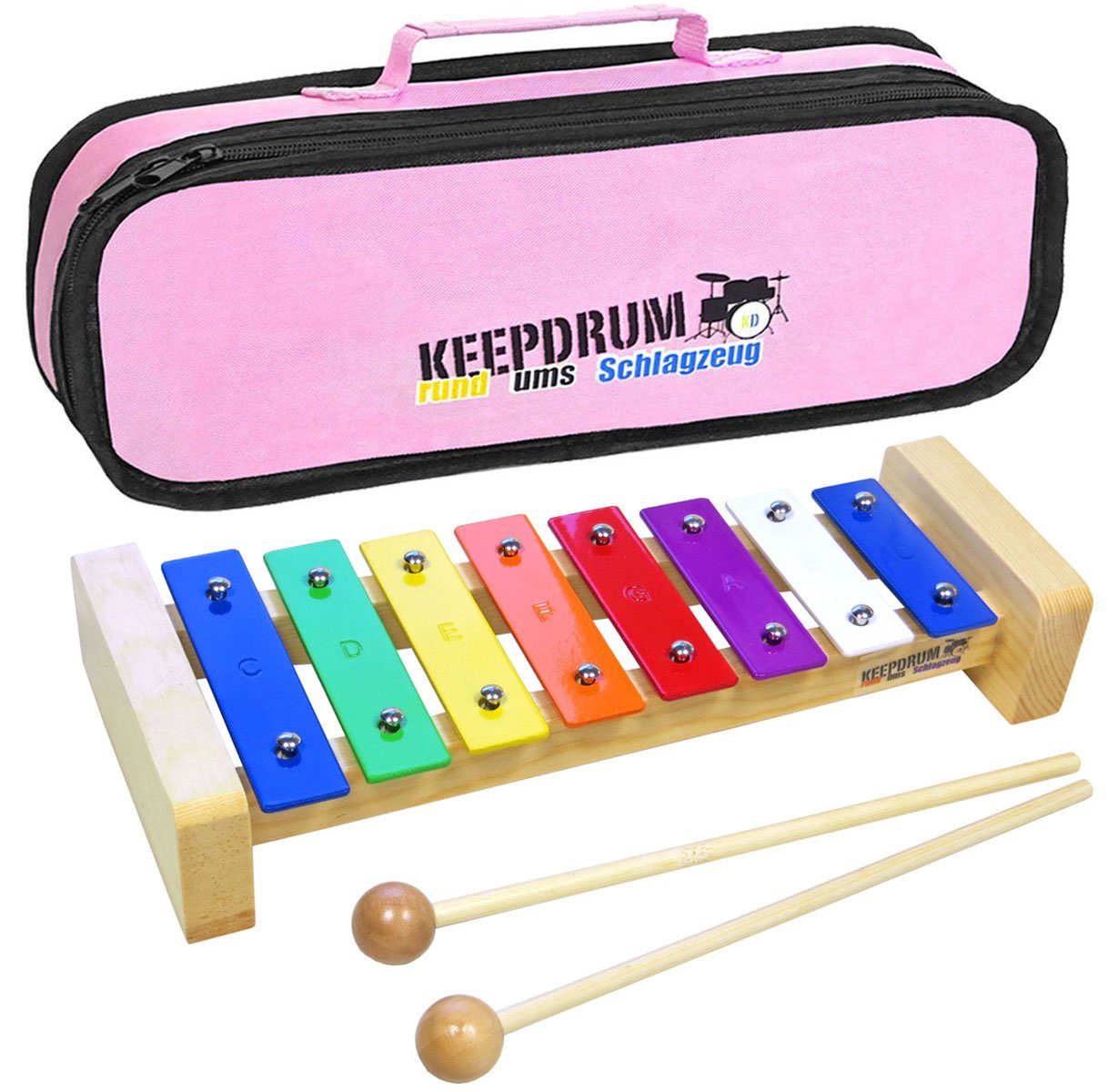 keepdrum Glockenspiel KGS Pro Kinder mit Tasche Pink