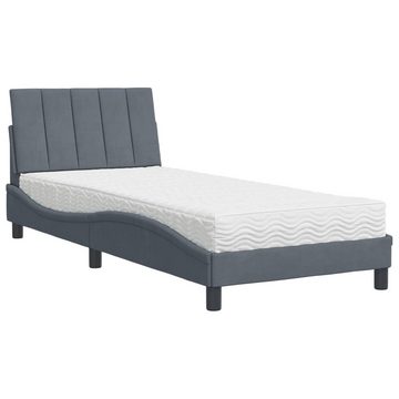 vidaXL Bett Bett mit Matratze Dunkelgrau 90x190 cm Samt