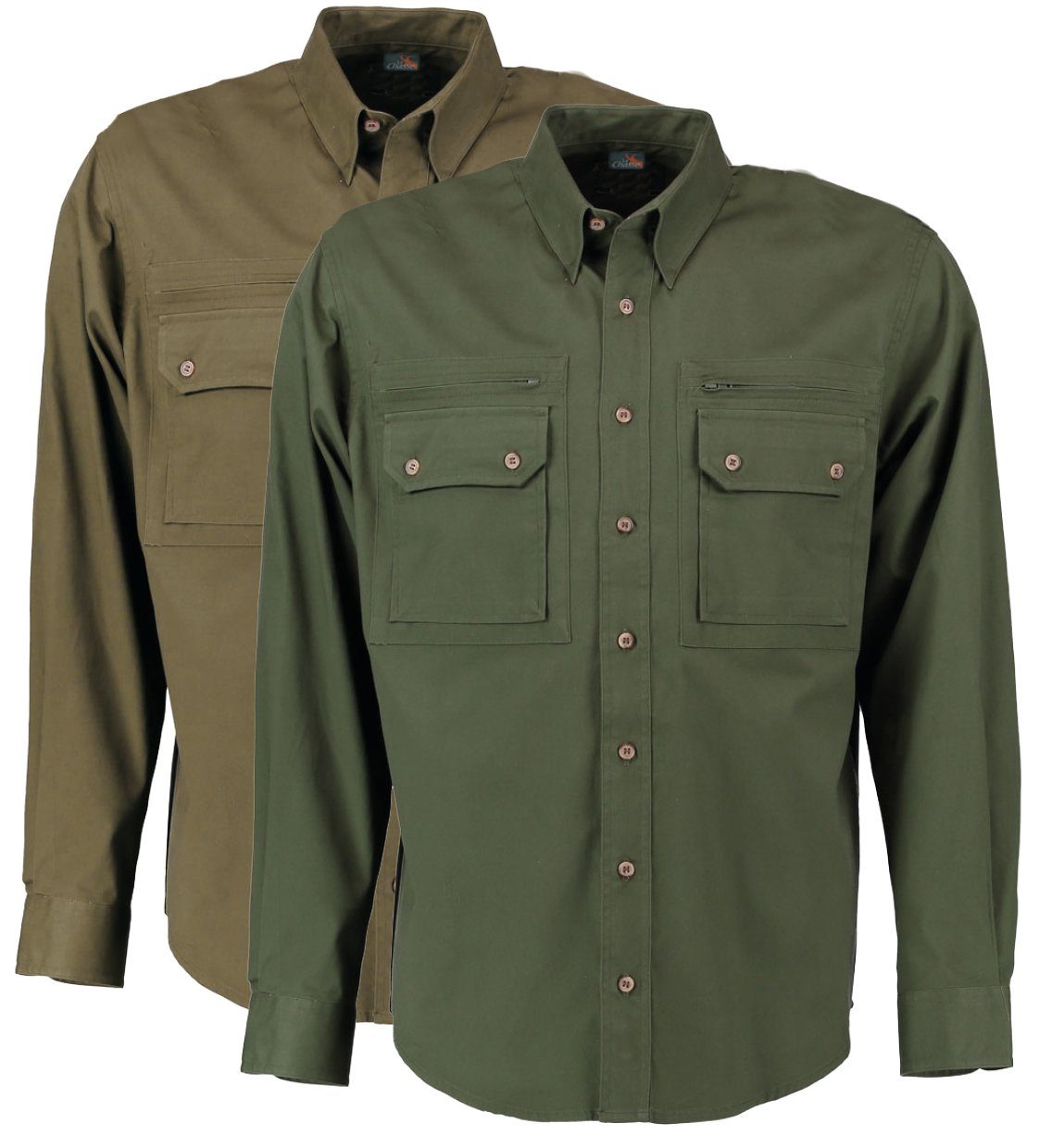 La Chasse® Outdoorhemd »Outdoor-Jagdhemd Doppelpack Herren Jägerhemd 100%  Baumwolle Oliv/Schilf Outdoorhemd einfarbig Forsthemd mit 2 Brusttaschen  und 2 Reißverschlusstaschen« online kaufen | OTTO