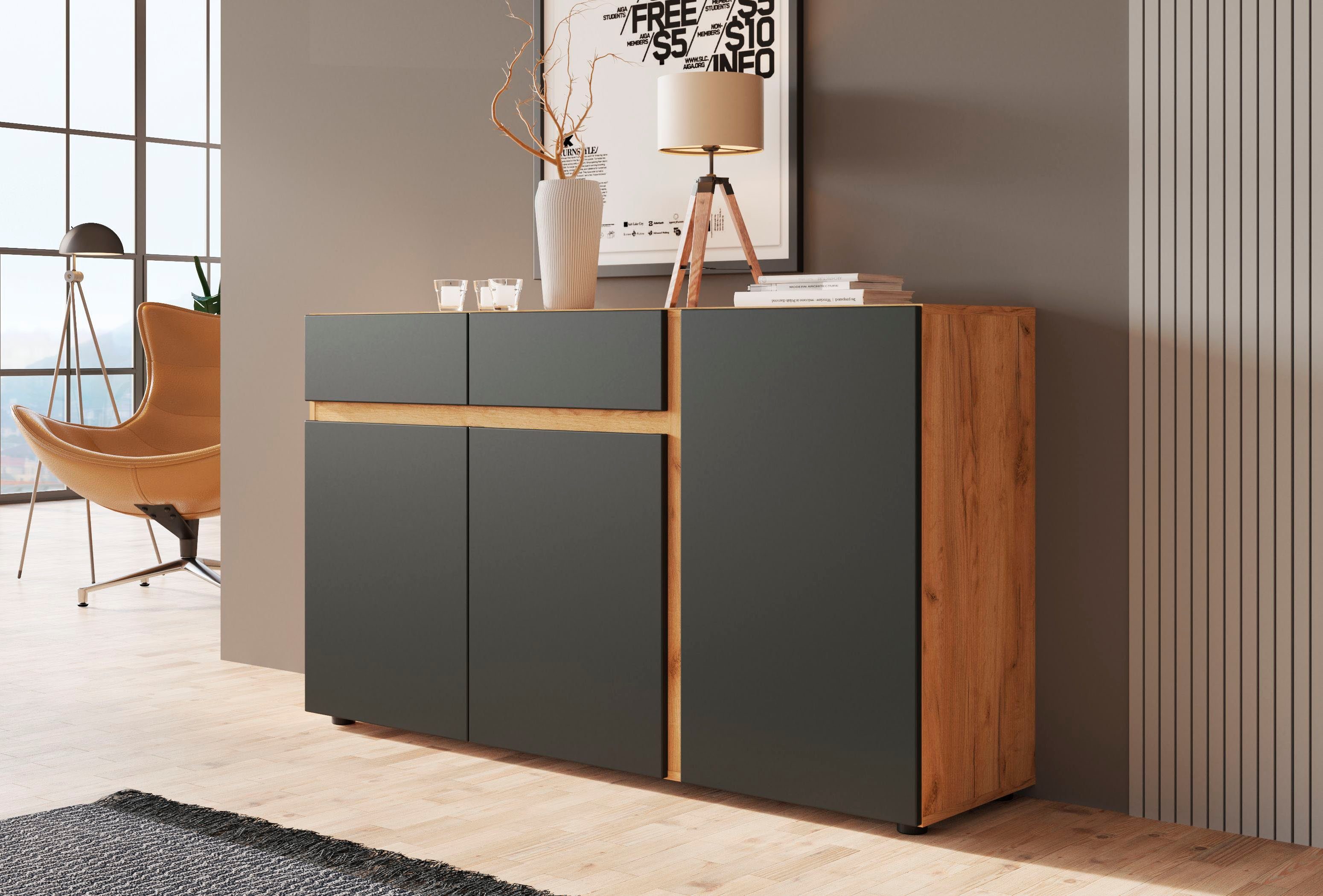 Gold/Anthrazit Sideboard Kraft ca. Kosmos 149 Morongo, cm Eiche Breite INOSIGN