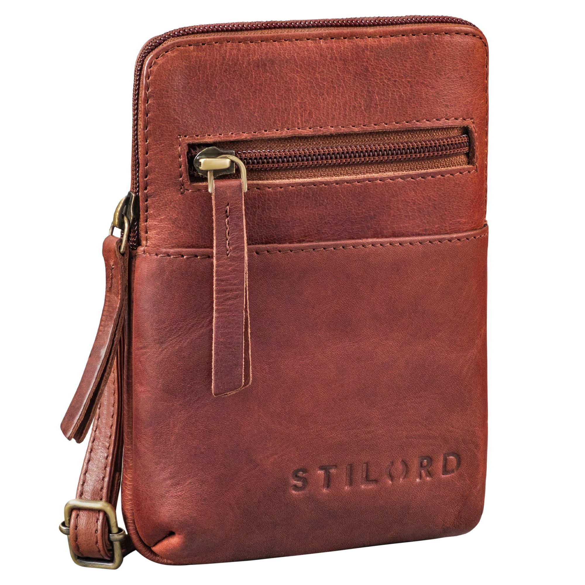 STILORD Brustbeutel "Indie" Brustbeutel Damen Herren Leder klein