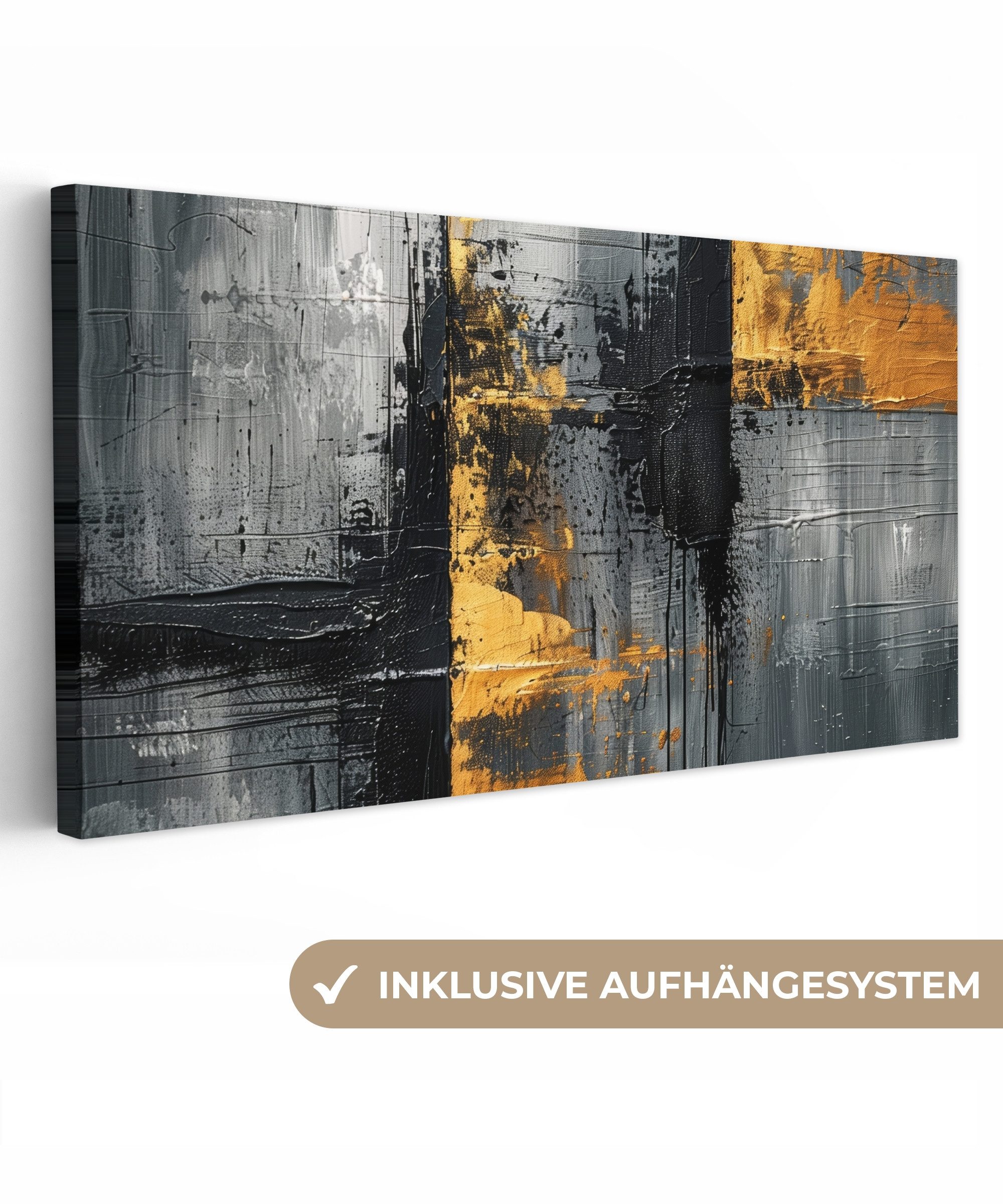 OneMillionCanvasses® Leinwandbild Panorama Modern - Gold günstig online kaufen