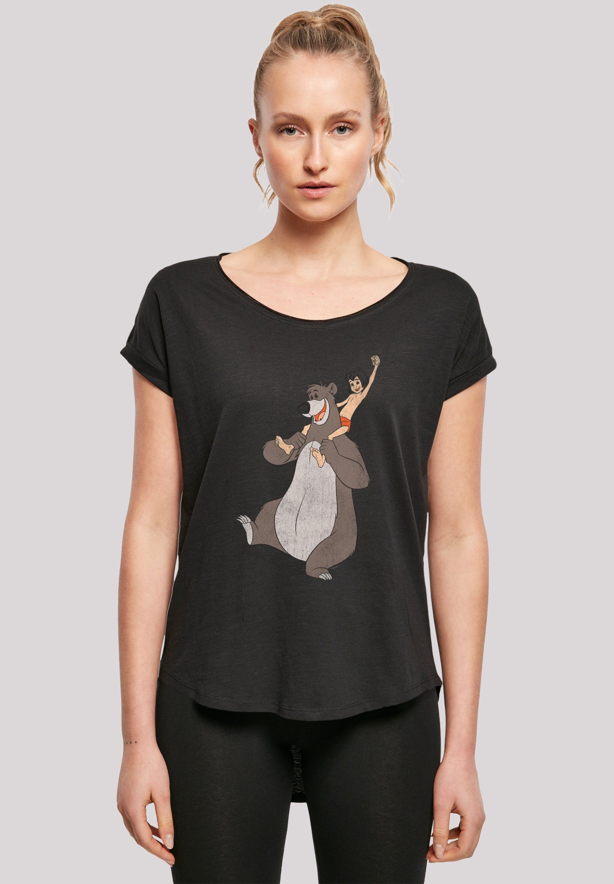 F4NT4STIC T-Shirt Dschungelbuch Mogli und Balu Print, Hinten extra lang  geschnittenes Damen T-Shirt | T-Shirts