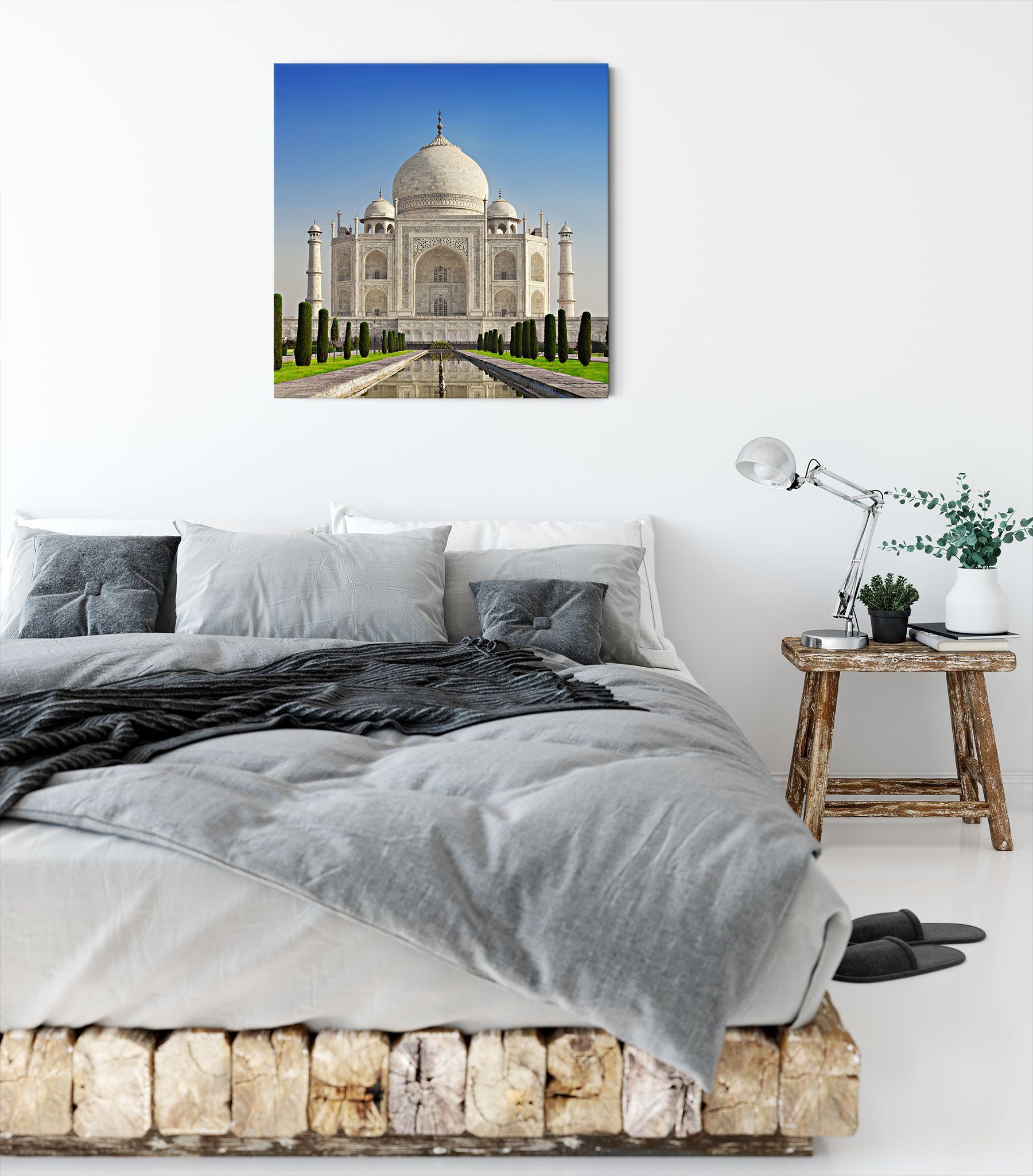 Leinwandbild Leinwandbild Mahal, Zackenaufhänger inkl. Gewaltiger Taj (1 bespannt, Gewaltiger fertig Taj Mahal Pixxprint St),