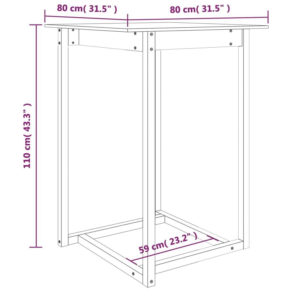 Bartisch Grau cm Grau Kiefer Grau vidaXL Massivholz Esstisch (1-St) 80x80x110 |