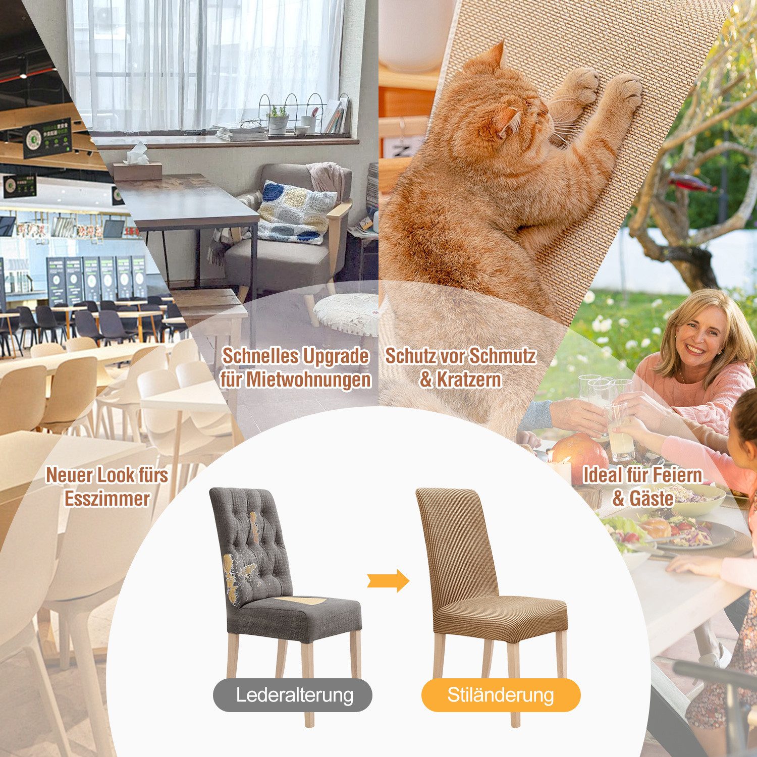 Simloveve Stuhlhusse Stretch Stuhlbezug Waschbar Schutz & Dekoration für St günstig online kaufen