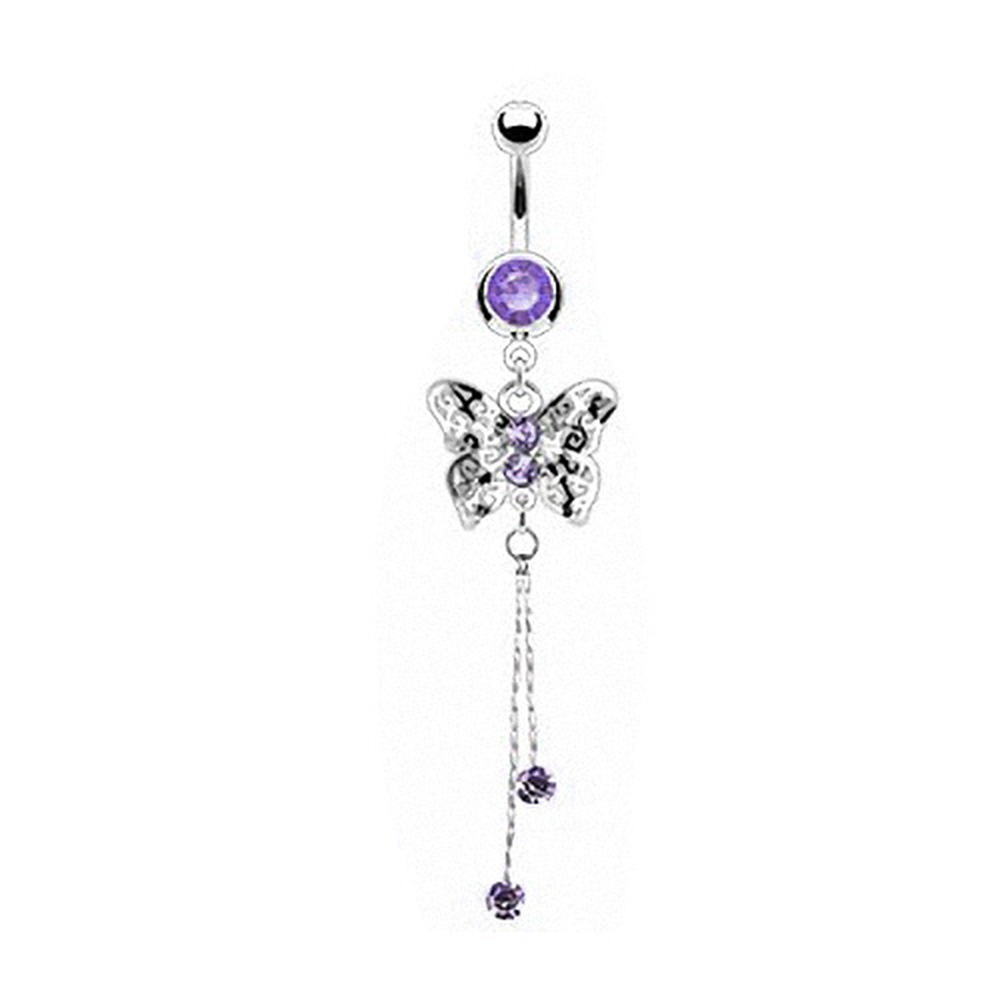Taffstyle Bauchnabelpiercing Piercing Schmetterling mit Kristall, Bauchnabe günstig online kaufen