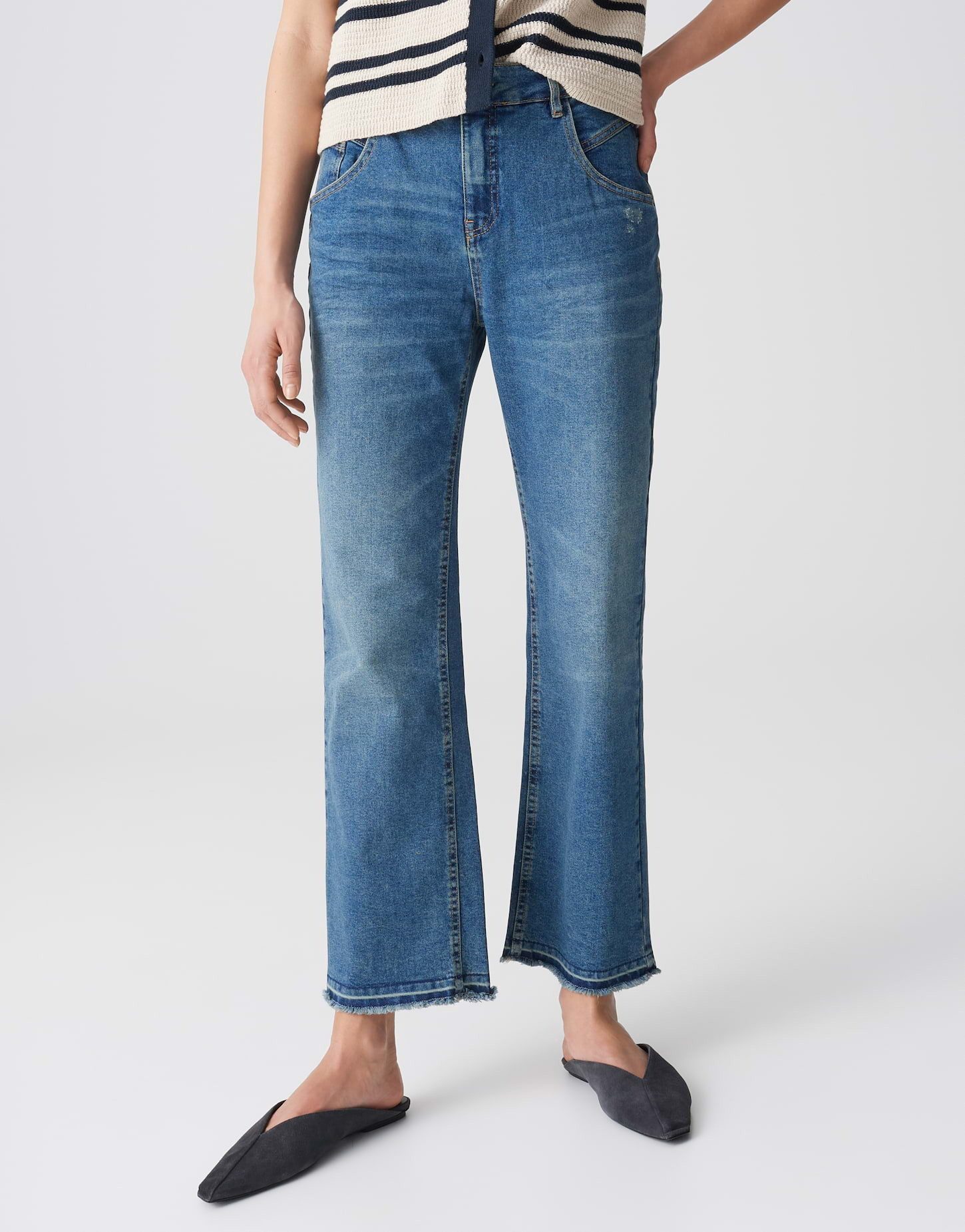 OPUS Boyfriend-Jeans Mit Stretchanteil Mid Rise elastisch mit verkürzter Lä günstig online kaufen