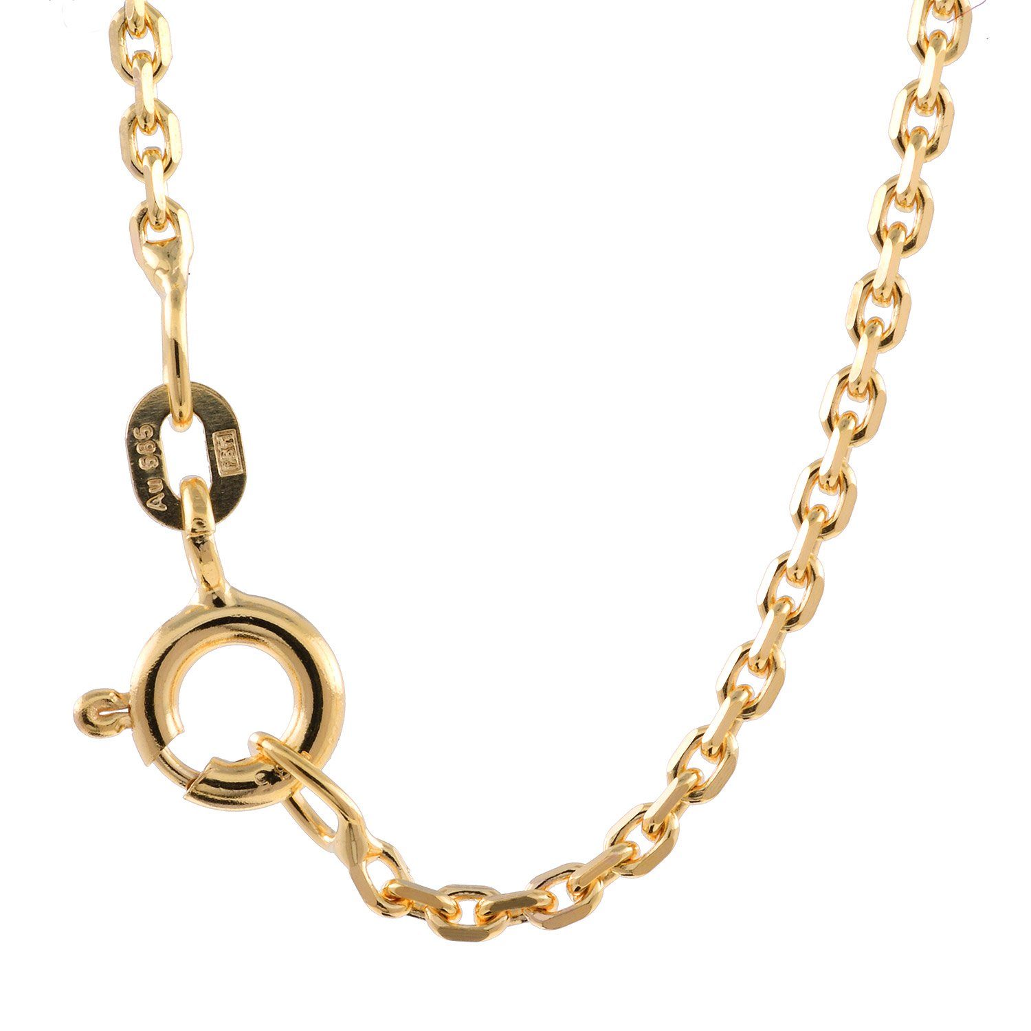 Herren Schmuck HOPLO Goldkette 1,7 mm 45 cm 585 - 14 Karat Gold Halskette Ankerkette diamantiert massiv Gold hochwertige Goldket